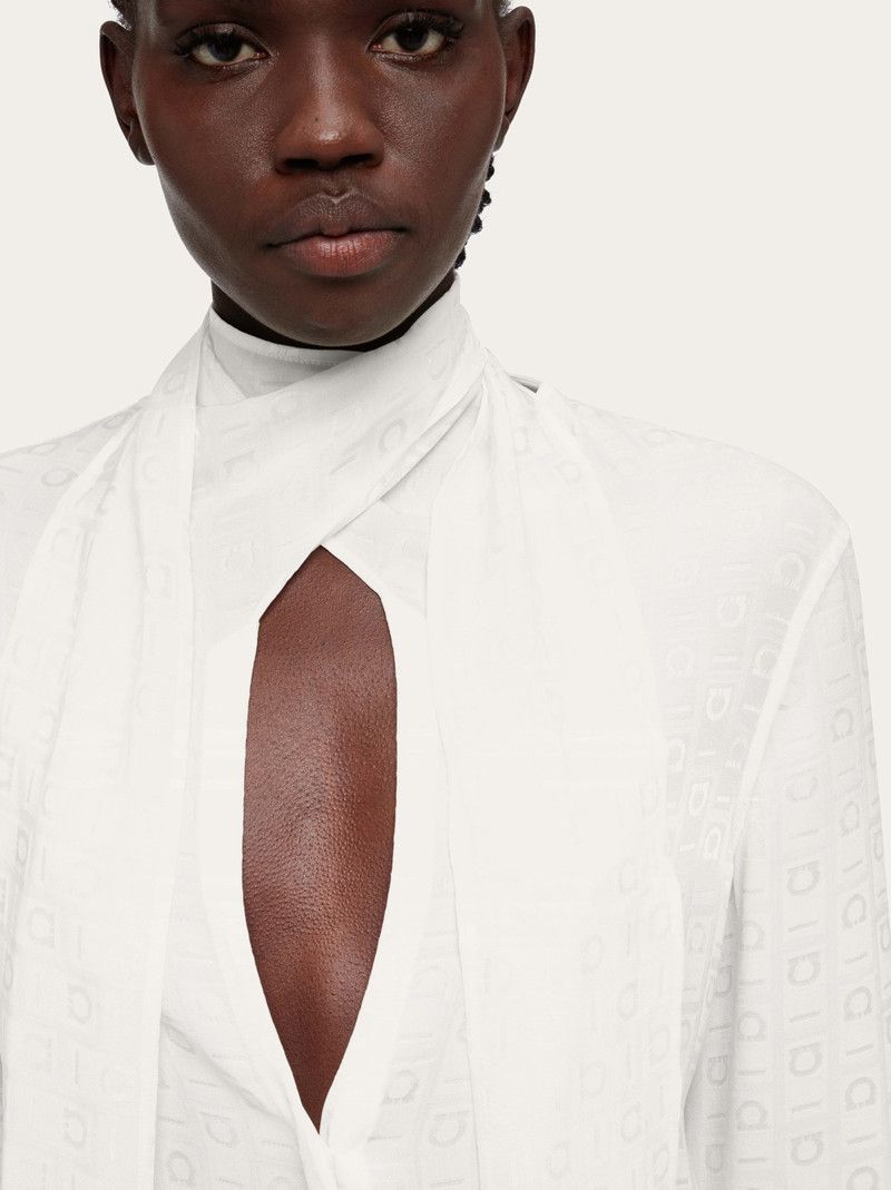 Salvatore Ferragamo o1s1rm0426 Sash Collar Shirt in White Size S / US 4 / IT 40 - 4 Thumbnail