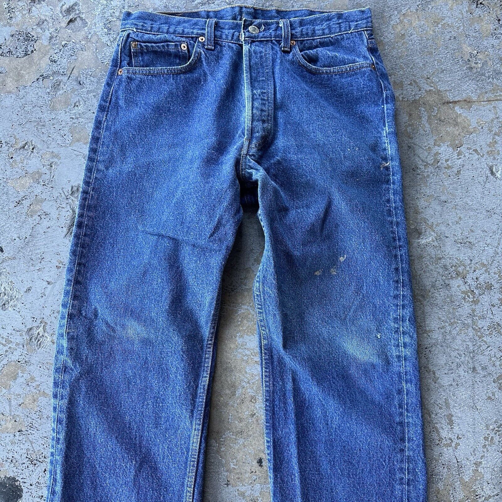 Levi's × Vintage Vintage 80s Levi’s 501 Faded Dark Wash Straight Denim Jeans Size US 35 - 2 Thumbnail