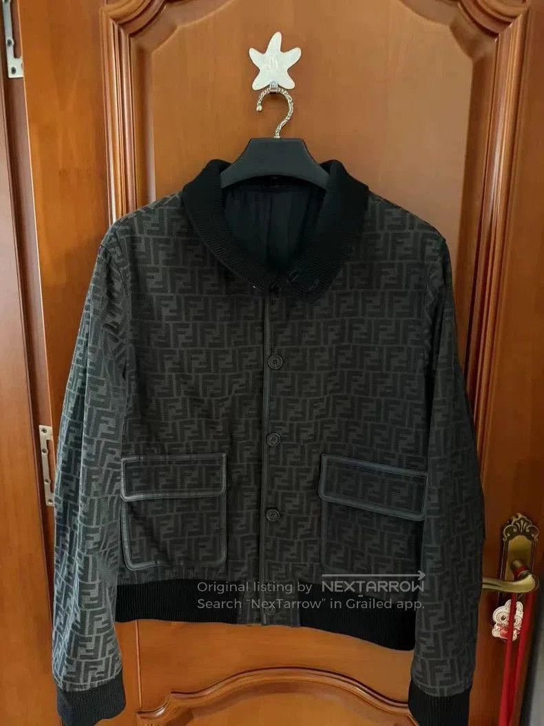 Fendi Fendi Black FF Patterned Bomber Jacket. Size US XL / EU 56 / 4 - 1 Thumbnail