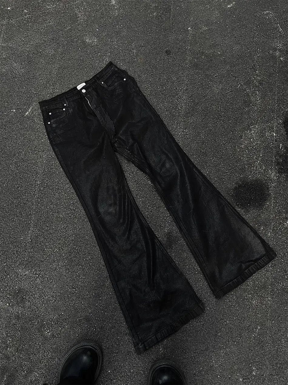Jean Black Stacked Flare Waxed Denim Jeans Size US 30 / EU 46 - 8 Thumbnail
