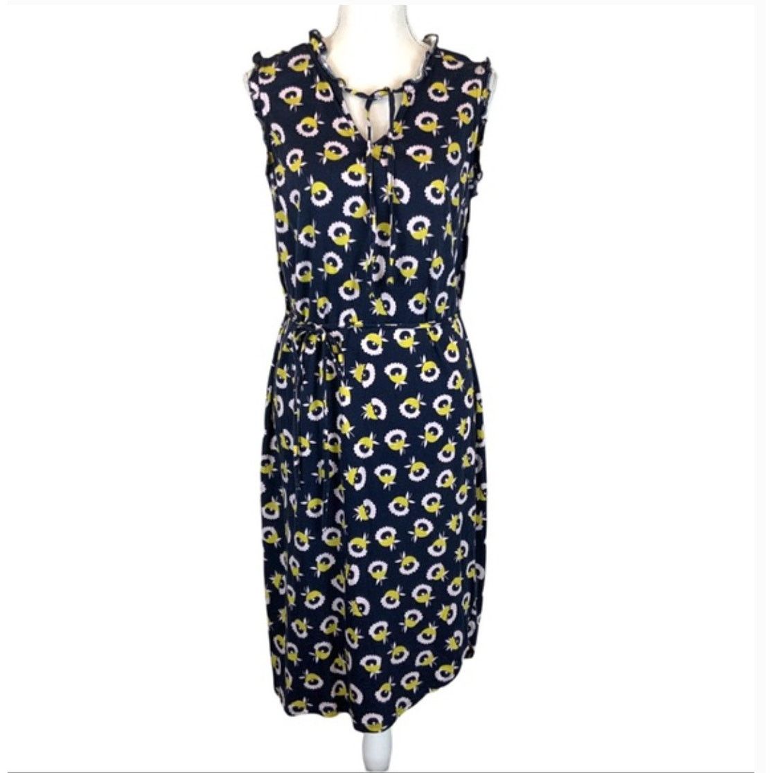 Boden Boden Lois Jersey Dress In Navy Yellow Floral Midi Belted Grailed