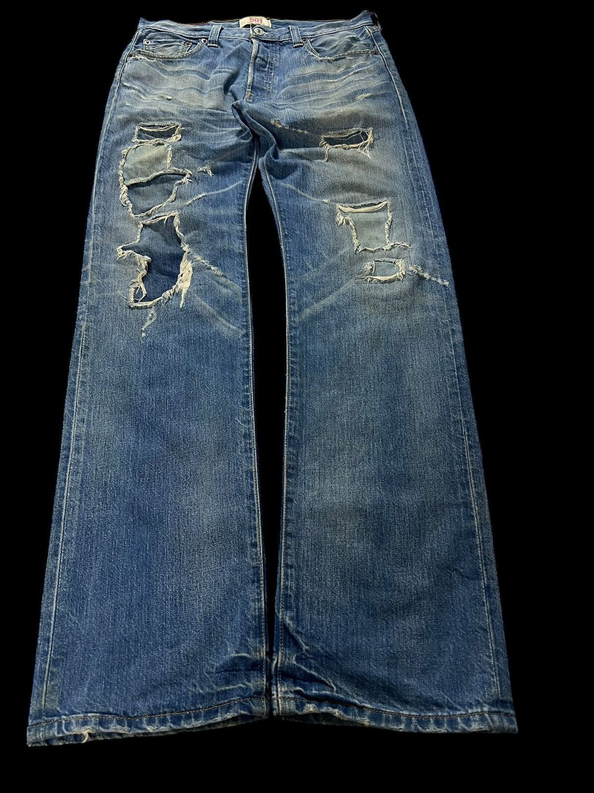 Levi's × Levi's Vintage Clothing 💥Rare💥Vintage 90’Levis 501 Kurt Corbain Distressed Jeans Size US 30 / EU 46 - 1 Thumbnail