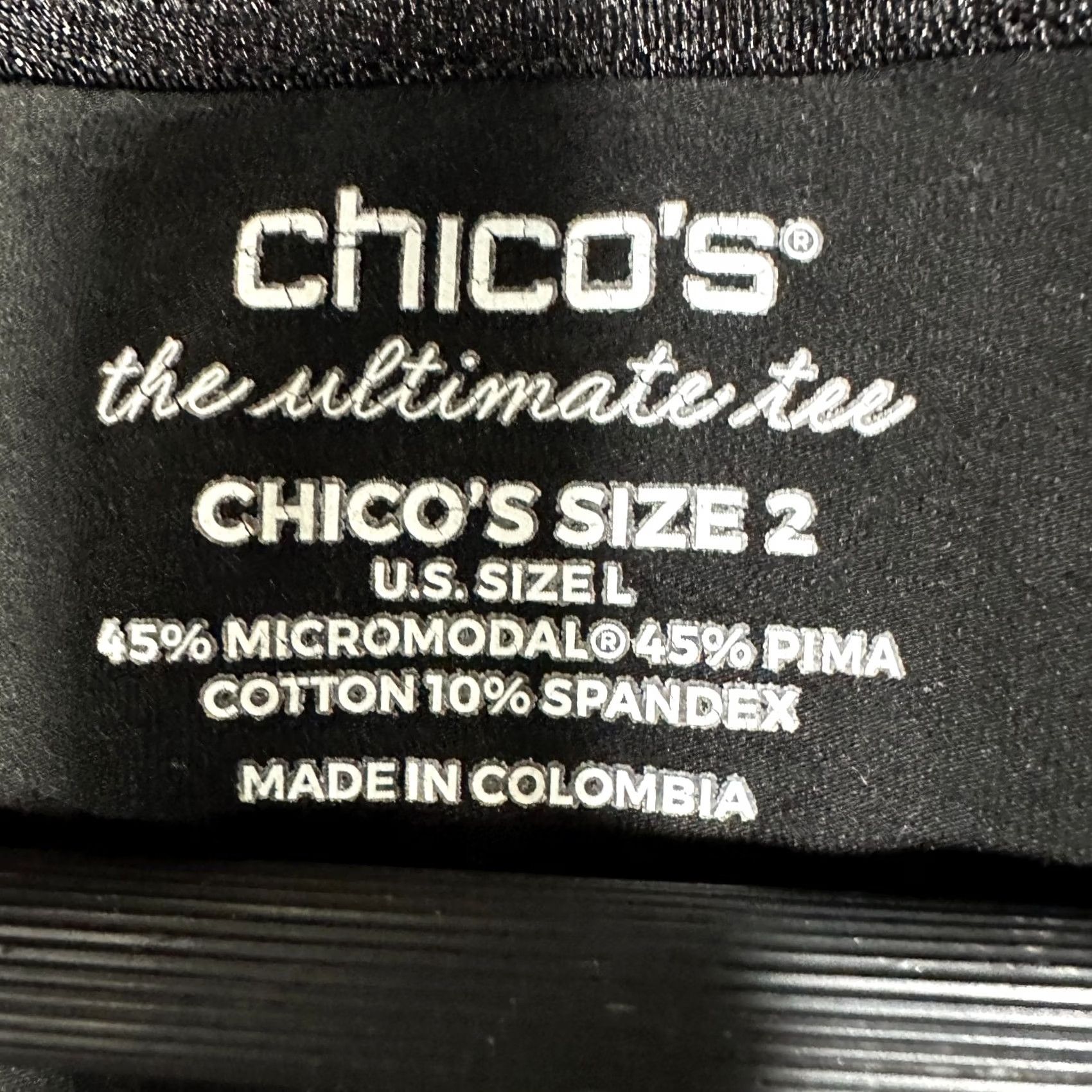 Vintage Chicos Top Womens Large The Ultimate Tee Long Sleeve Shirt Black Stretch Shirt Tee Chicos L Black Women's Casual Basic Knit Cotton Modal Spandex Size L / US 10 / IT 46 - 5 Thumbnail