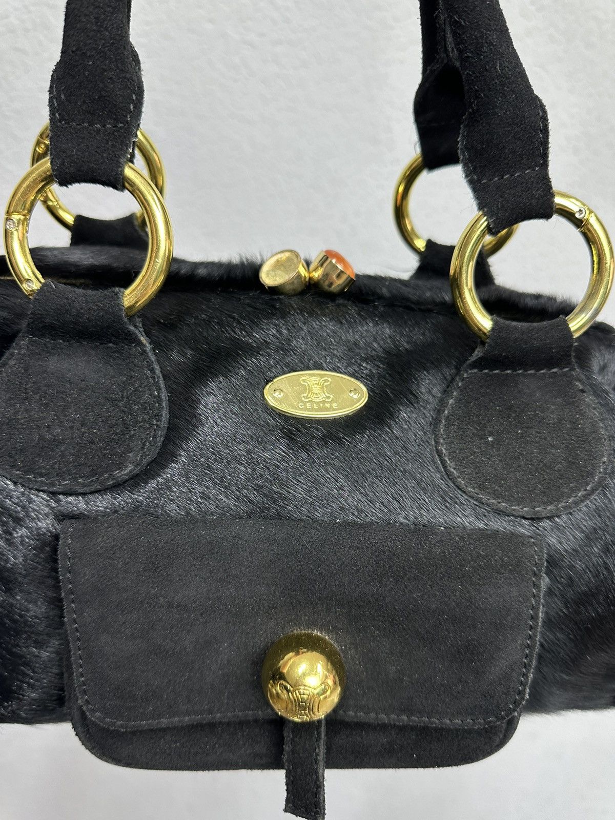 Celine Vintage 90s Fur Bag Celine Hobo IfSixWasNine Y2K AvantGarde Size ONE SIZE - 6 Thumbnail
