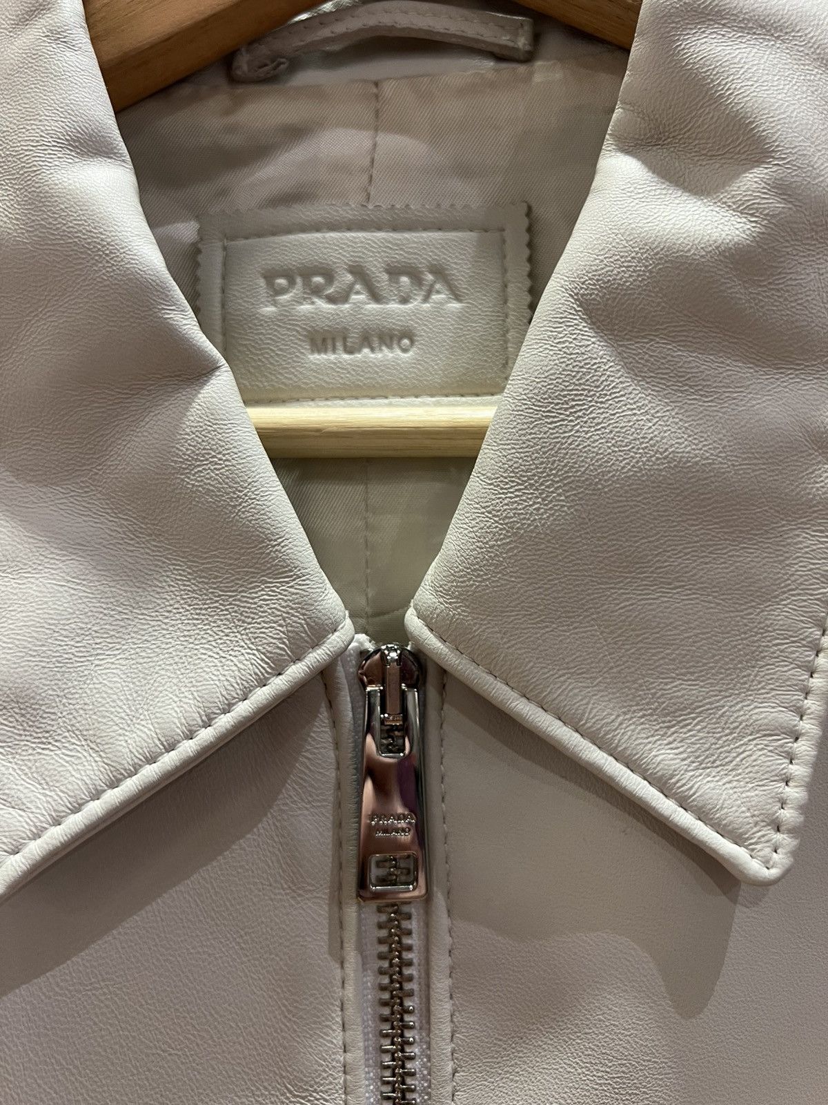 Prada Prada leather zip up overshirt jacket white Size US XL / EU 56 / 4 - 3 Thumbnail