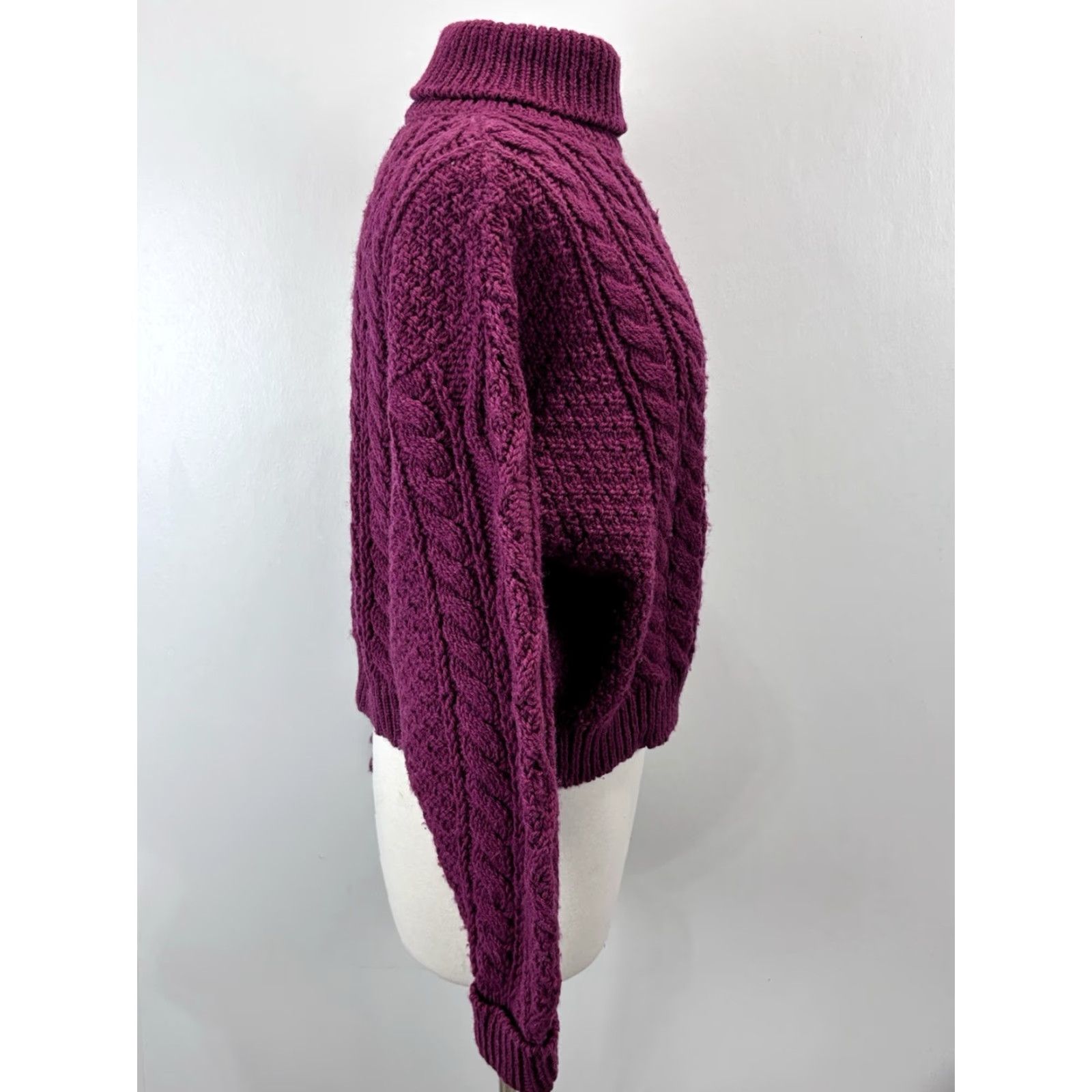 Laura Ashley VINTAGE Laura Ashley Wool Sweater Women's Turtleneck Chunky-Knit S/M Pink Cottagecore 90s UK Size S / US 4 / IT 40 - 4 Thumbnail