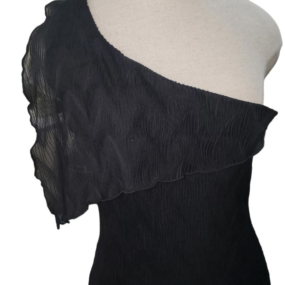 Designer CT512 Marianne Black Asymmetrical Faux Lace Dress S Size S / US 4 / IT 40 - 5 Thumbnail