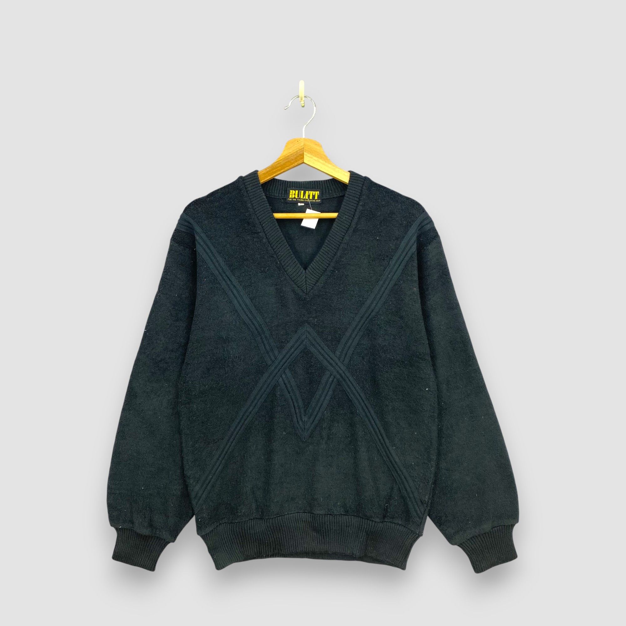 Japanese Brand Vintage Bulitt V-Neck Knit Sweatshirt Pullover Wool Jumper Size US S / EU 44-46 / 1 - 1 Thumbnail