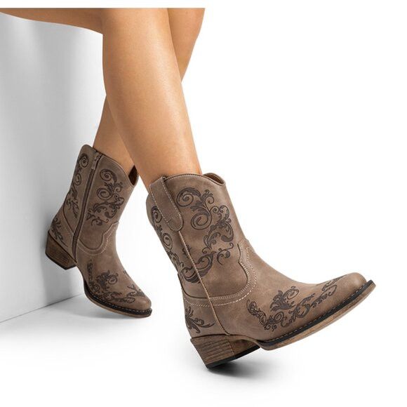 Other Dream Pairs Brown Western Women’s Cowgirl Ankle Boots Size 6 Size US 6 / IT 36 - 1 Thumbnail