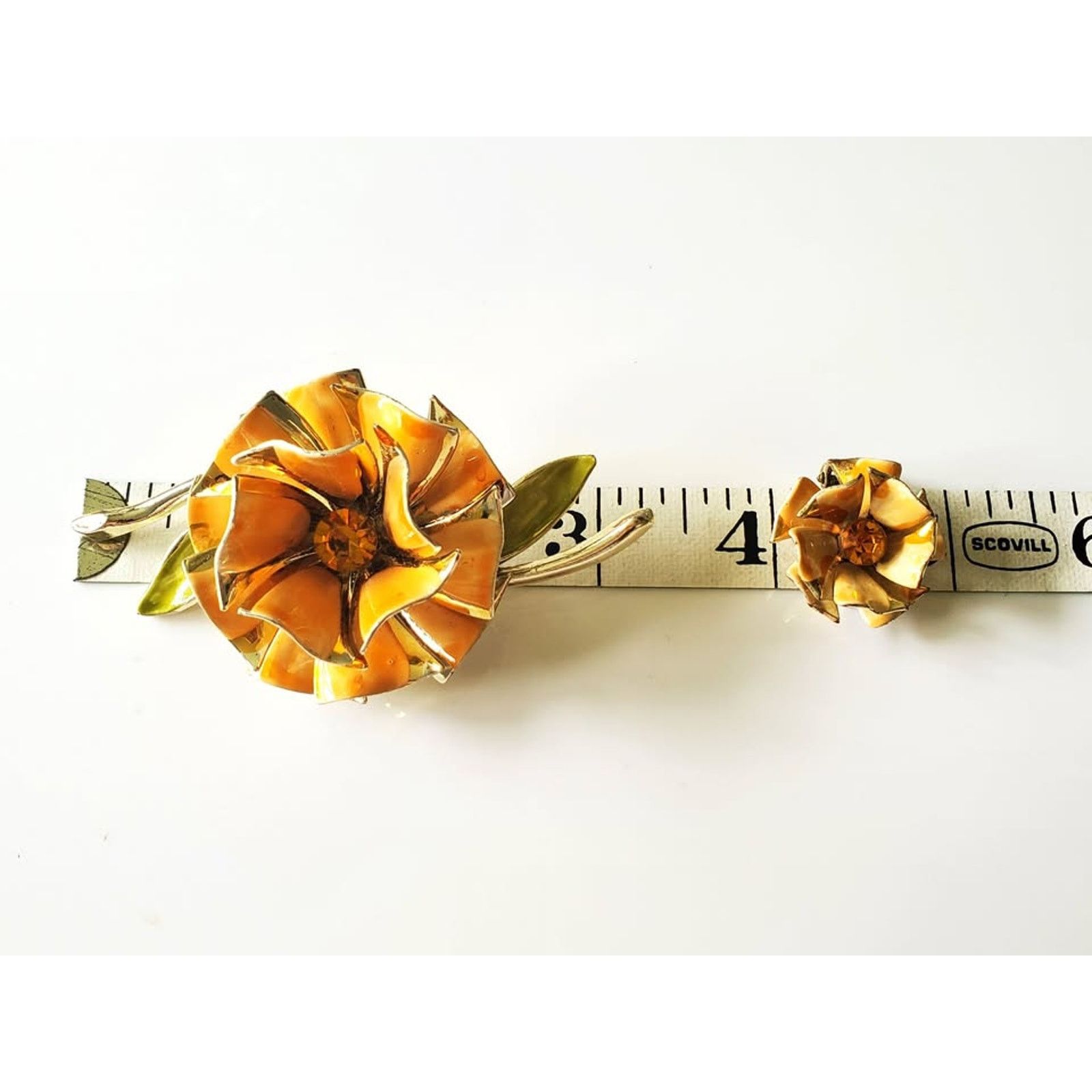 Other Vintage 1960s Demi Parure Yellow Floral Jewelry Set Size ONE SIZE - 4 Thumbnail