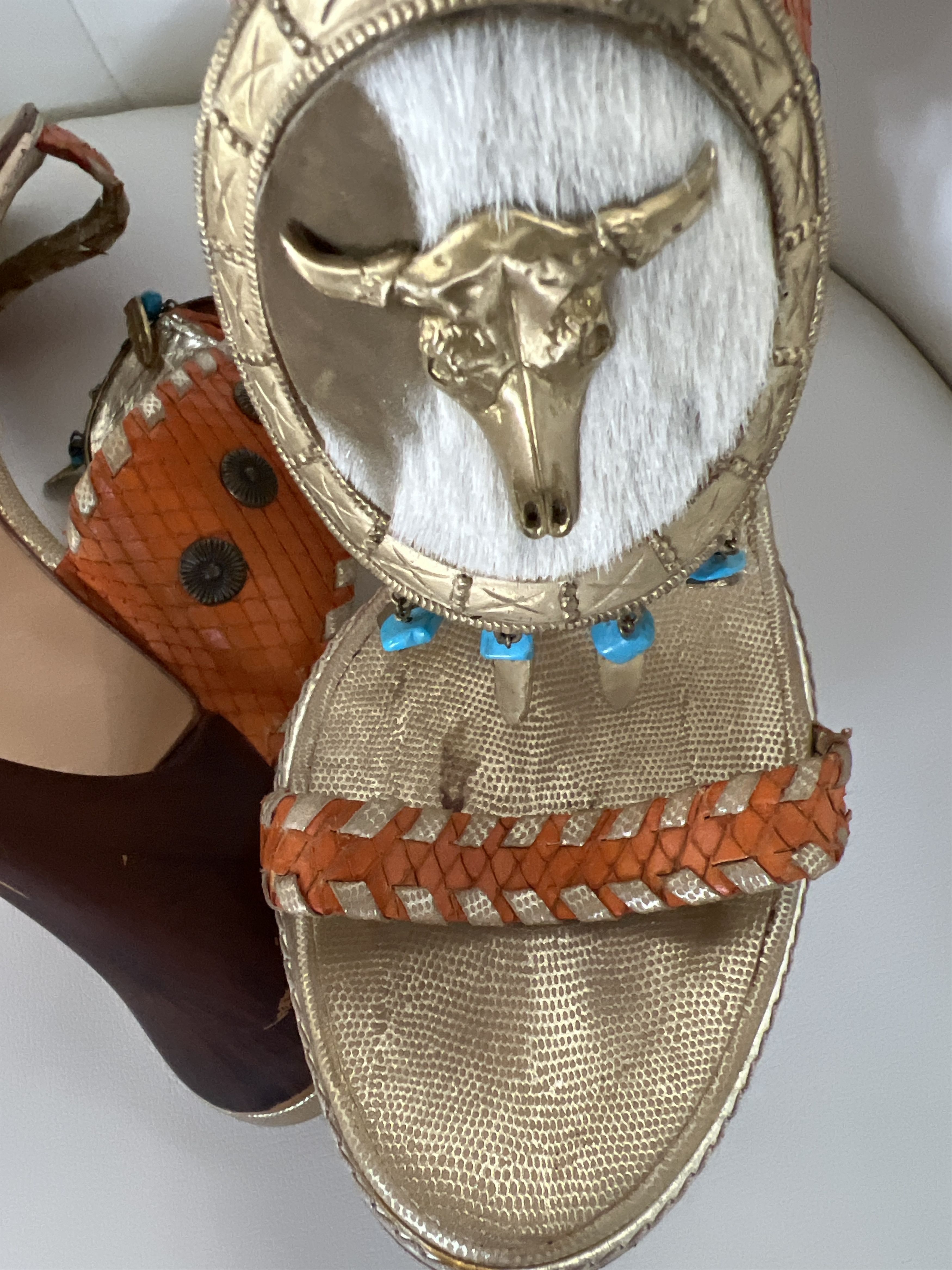 Giuseppe Zanotti Giuseppe Zanotti Python Cowhide Sandals Size US 7 / IT 37 - 4 Thumbnail