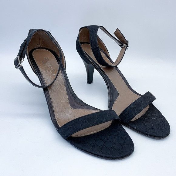 Gucci Gucci GG Canvas Ankle Strap Sandal in Black Size US 6 / IT 36 - 1 Thumbnail