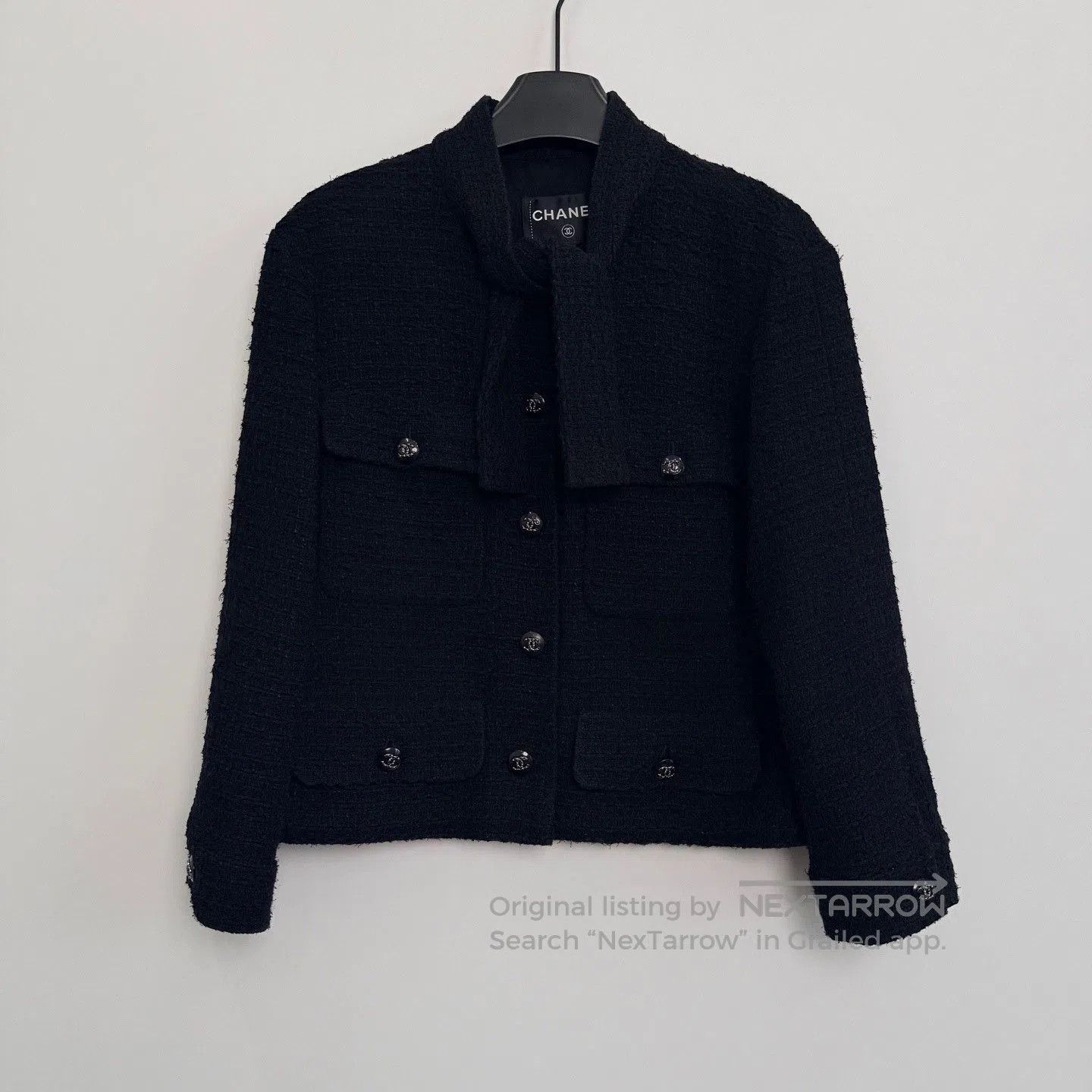 Chanel Chanel Bow Tie Black Tweed Short Jacket. Size S / US 4 / IT 40 - 1 Thumbnail