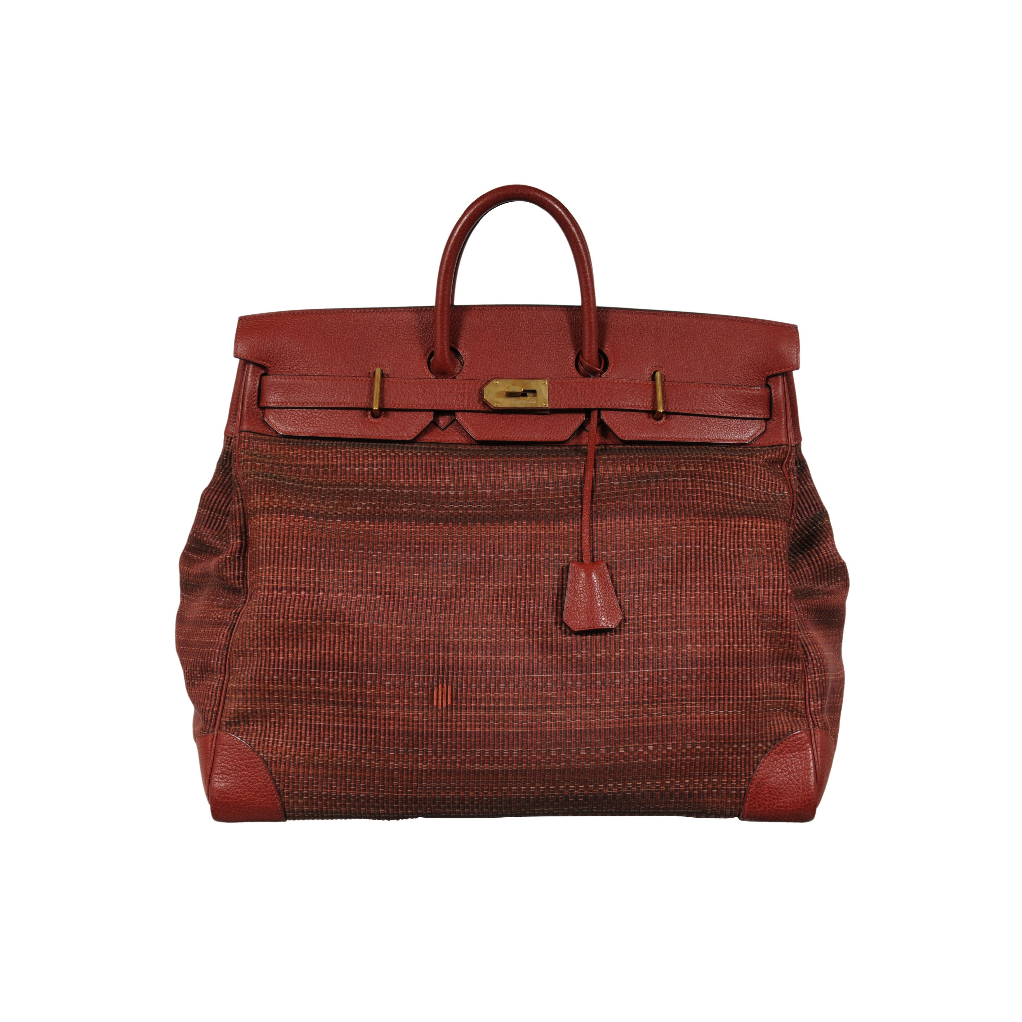 Hermes Haute A Courroies Hac 50 Red Rogue H Crinoline Buffalo Gold Size ONE SIZE - 22 Thumbnail