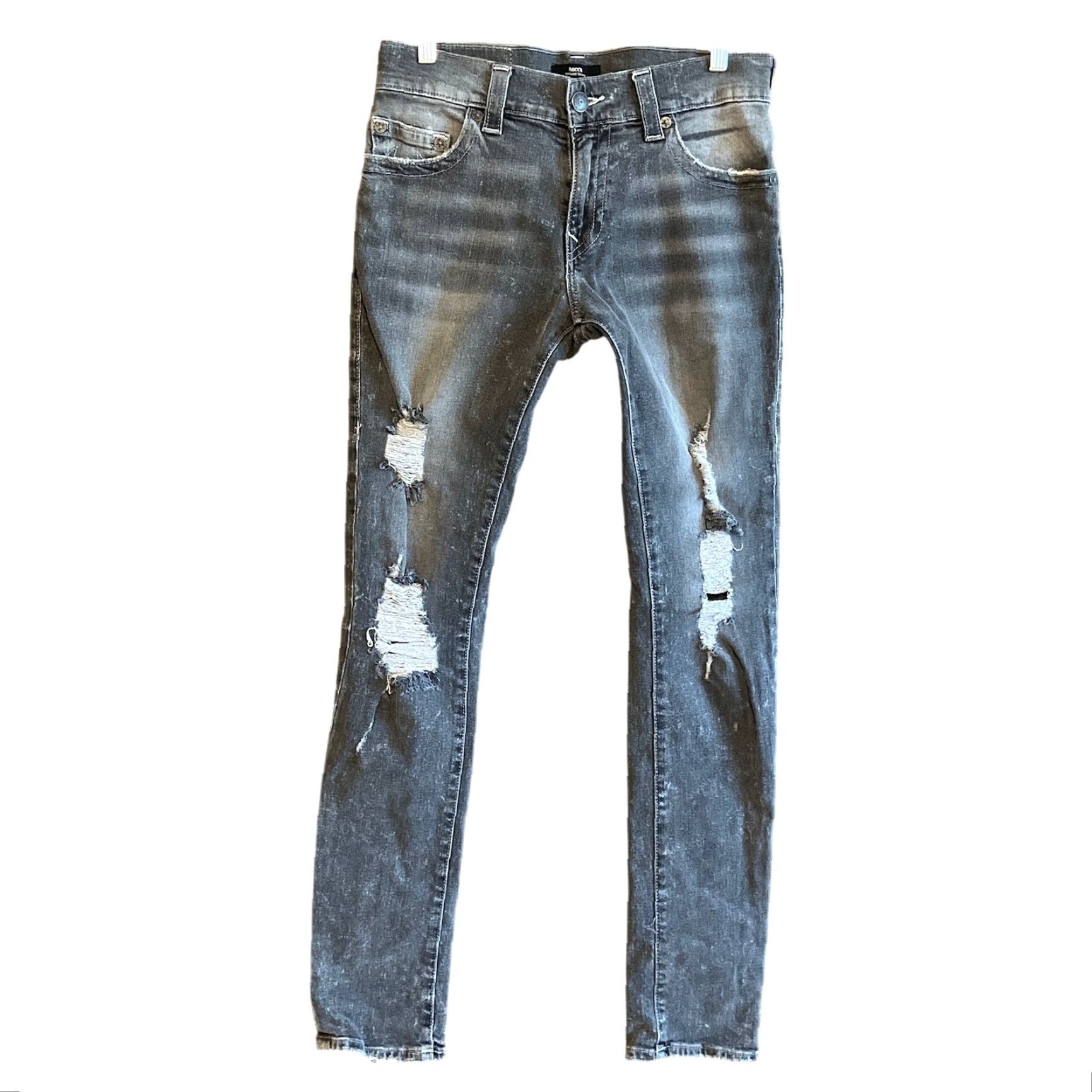True Religion VINTAGE True Religion Jeans Gray Wash Rocco Relaxed Skinny Distressed Stretch 29 Mens Cotton Spandex Charcoal Wash 5-Pocket Size US 29 - 2 Thumbnail