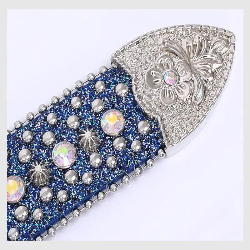 Vintage rhinestone belt y2k style handmade diamond Size ONE SIZE - 5 Thumbnail
