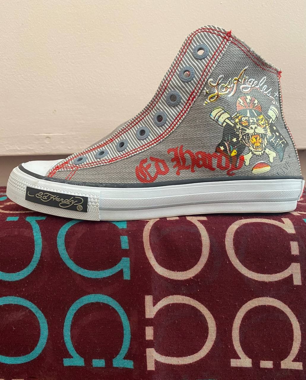 Christian Audigier × Ed Hardy × Vintage NEW! Vintage Ed Hardy Hi Top Sneakers Rare Fish Mermaid Y2K Size US 5 / IT 35 - 8 Thumbnail