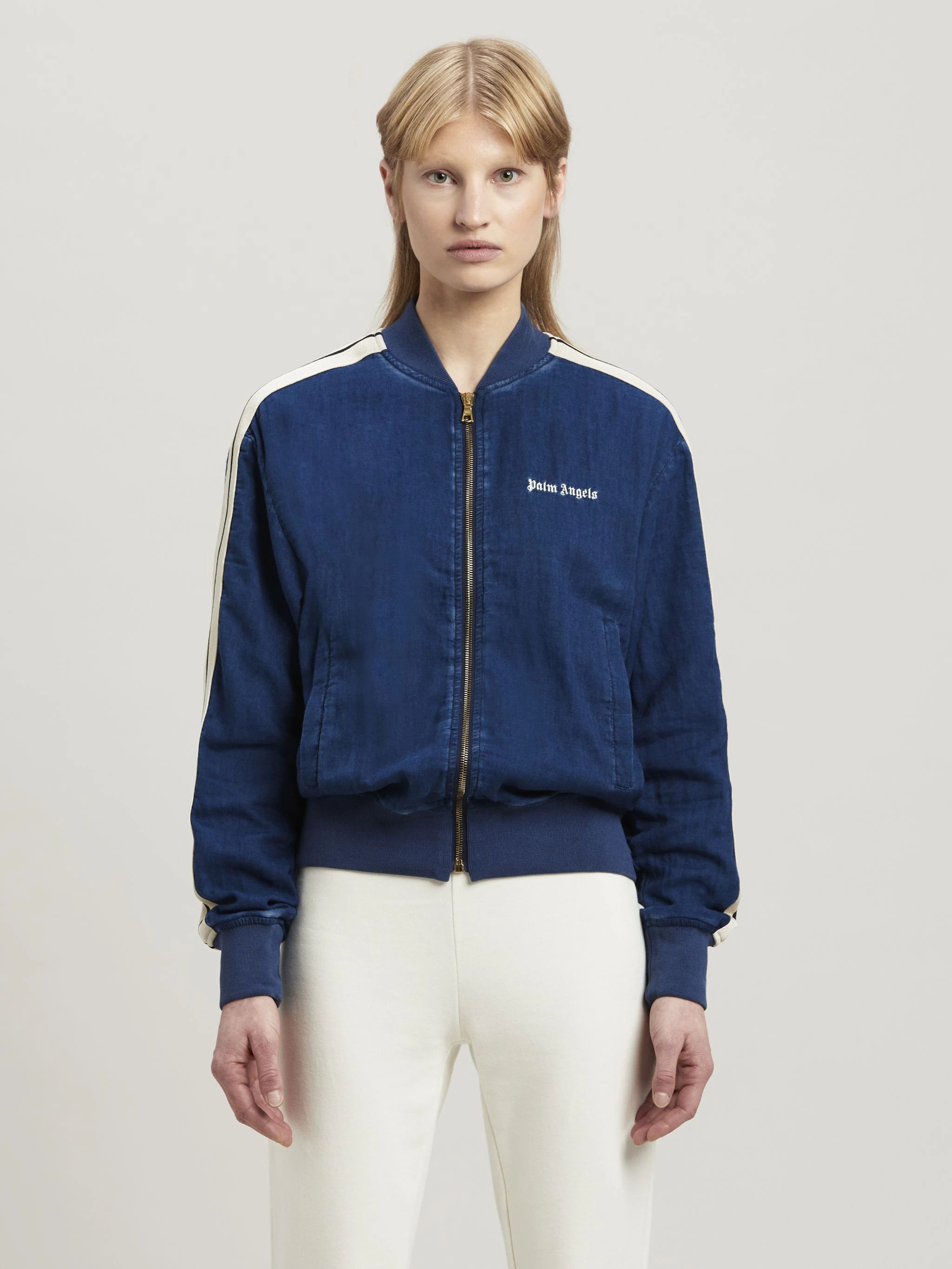 Palm Angels o1s22i1n0824 Chambray Track Sweatshirt in Blue Size M / US 6-8 / IT 42-44 - 3 Thumbnail