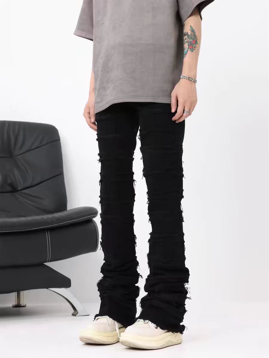 Japanese Brand × Vintage Vintage Street Punk Ruffled Raw Hem Casual Pants Size US 32 / EU 48 - 2 Thumbnail