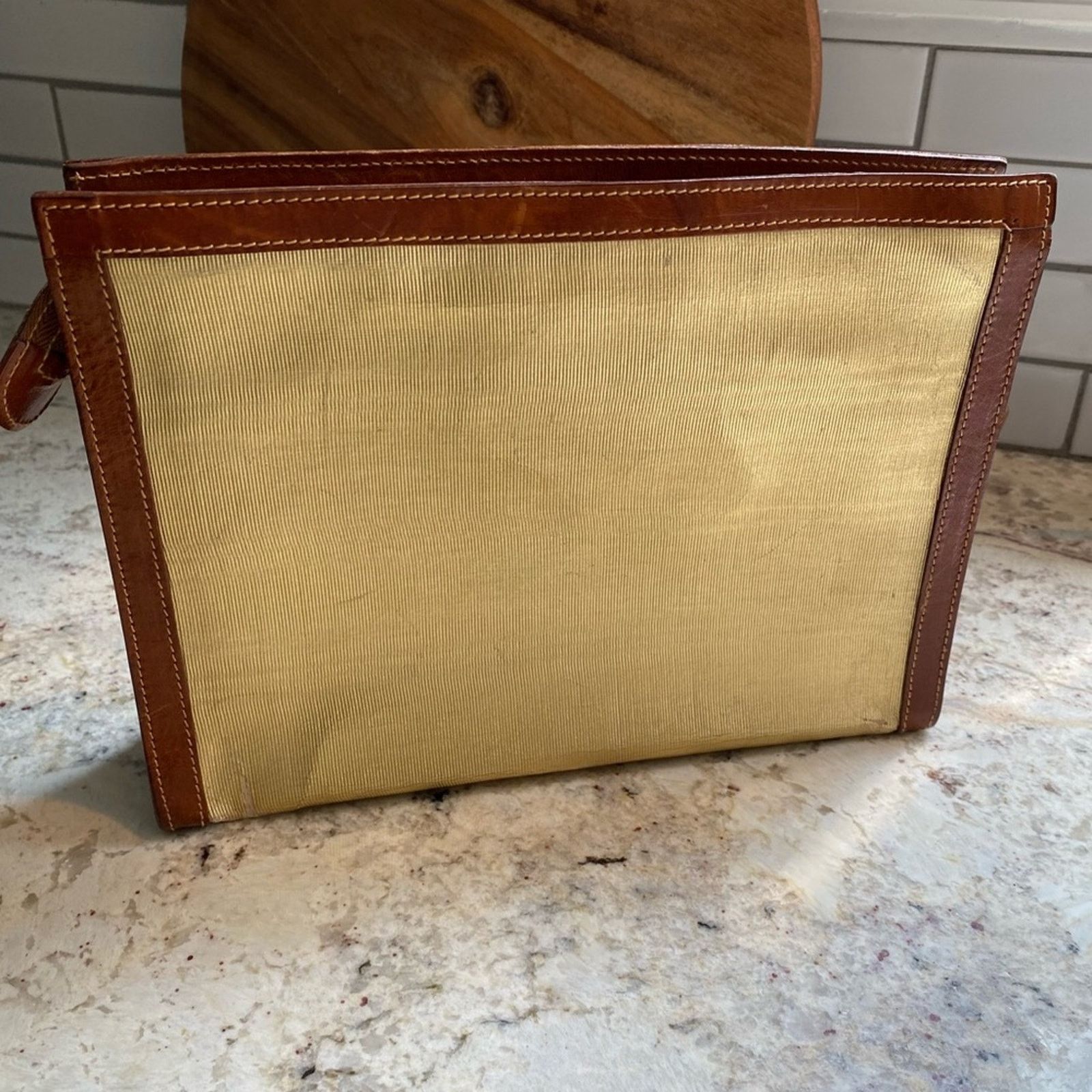 Furla FURLA Italy Clutch Gold Spectator Leather Trim Purse Size ONE SIZE - 2 Thumbnail
