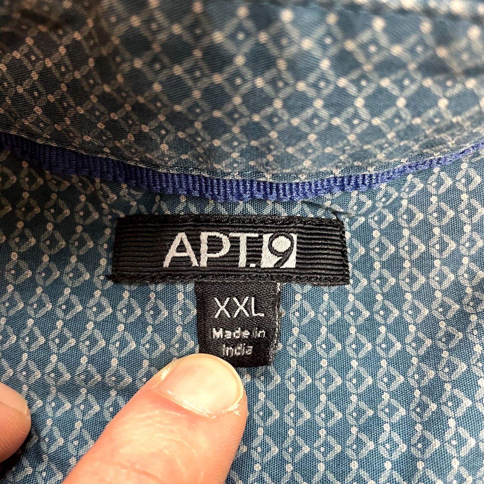 Apt. 9 Apt. 9 Button-Down Shirt Mens 2XL 54 Blue Diamond Long Sleeve Cotton Collared Size US XXL / EU 58 / 5 - 4 Thumbnail