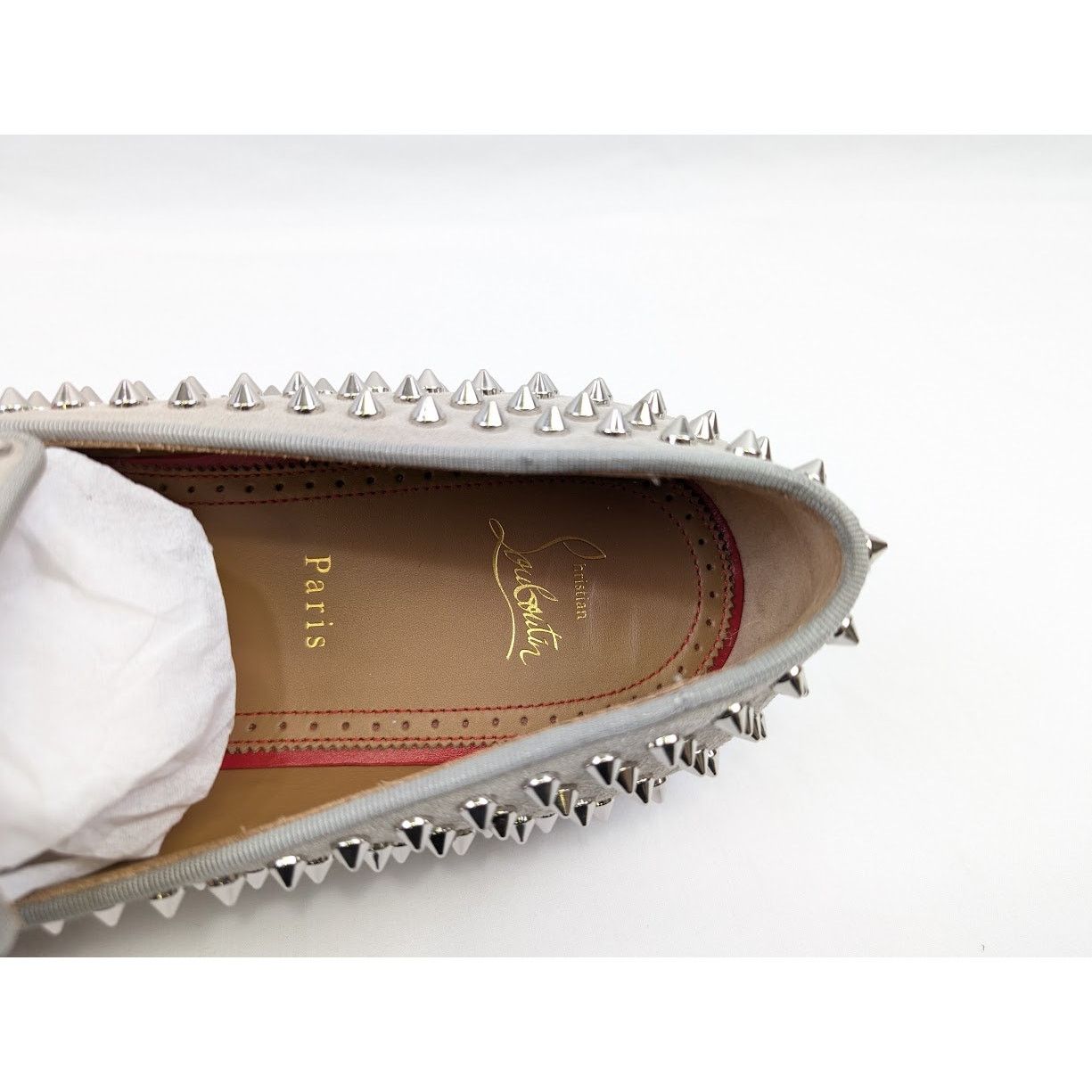 Christian Louboutin o1rshd1 Crosta Dandelion Spikes Flat Shoes in Goose/Silver Size US 12 / EU 45 - 12 Thumbnail