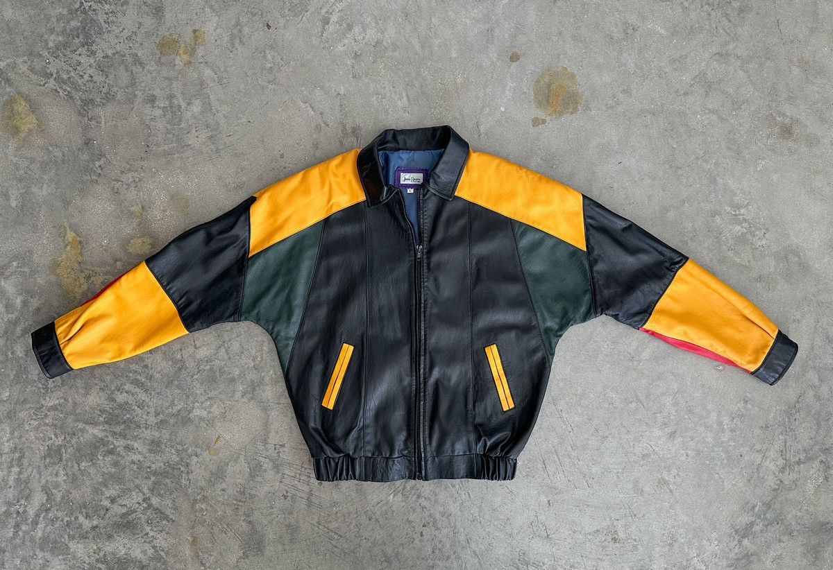image of Jane Baar Vintage 70's Leather Jacket in Yellow, Men's (Size Large)