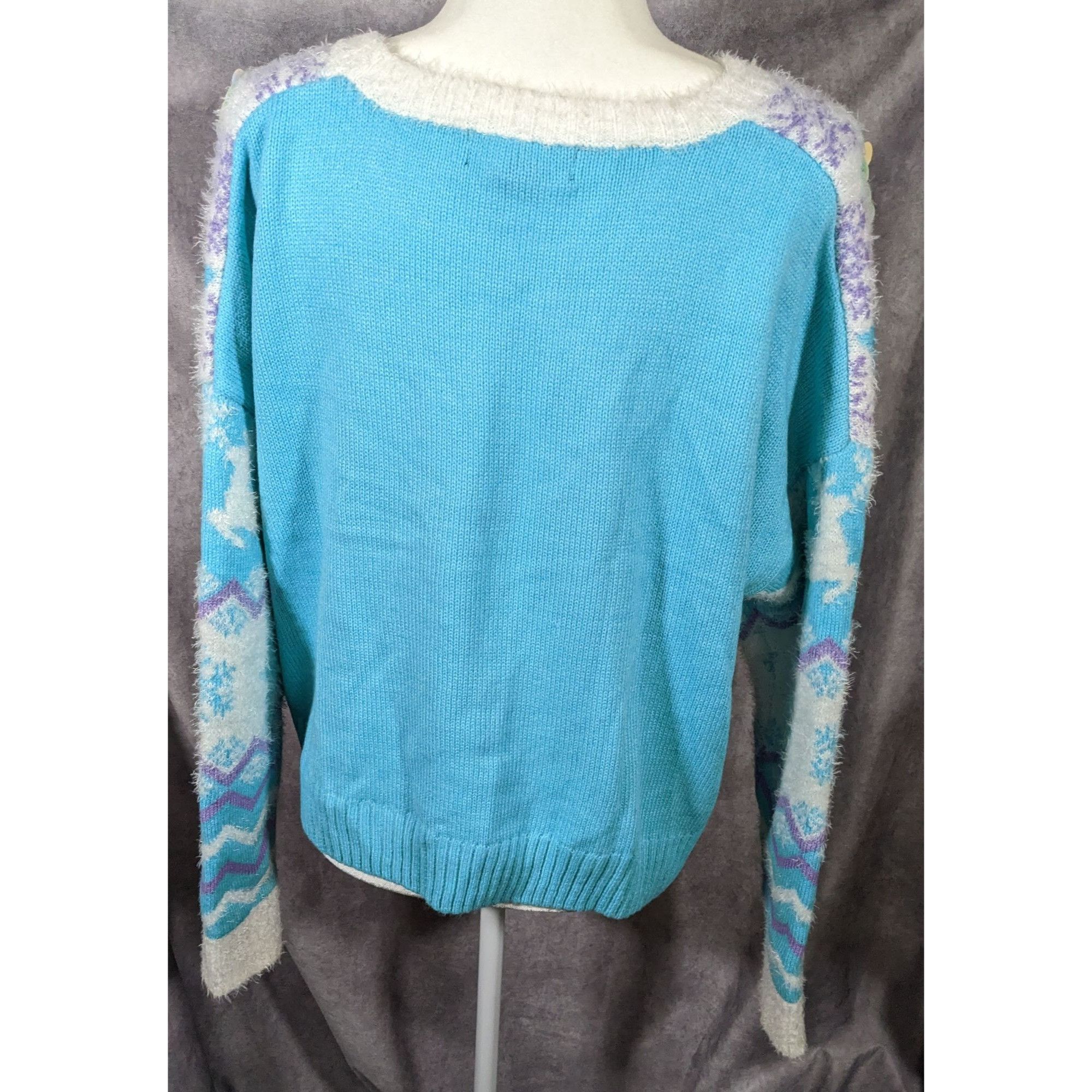 Other 33 Degrees Retro Sequin Reindeer Blue And White Holiday Swea Size XL / US 12-14 / IT 48-50 - 7 Thumbnail