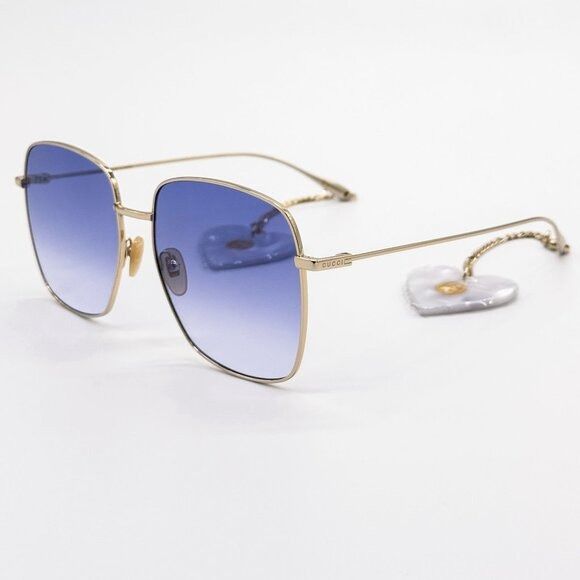 Gucci NEW GUCCI SUNGLASSES GG1031S 004 GOLD/BLUE WOMEN EYEWEAR Size ONE SIZE - 3 Thumbnail