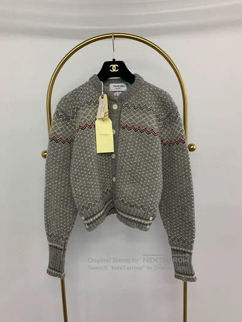 Thom Browne Thom Browne Grey Fair Isle Knit Cardigan Size US XS / EU 42 / 0 - 1 Thumbnail