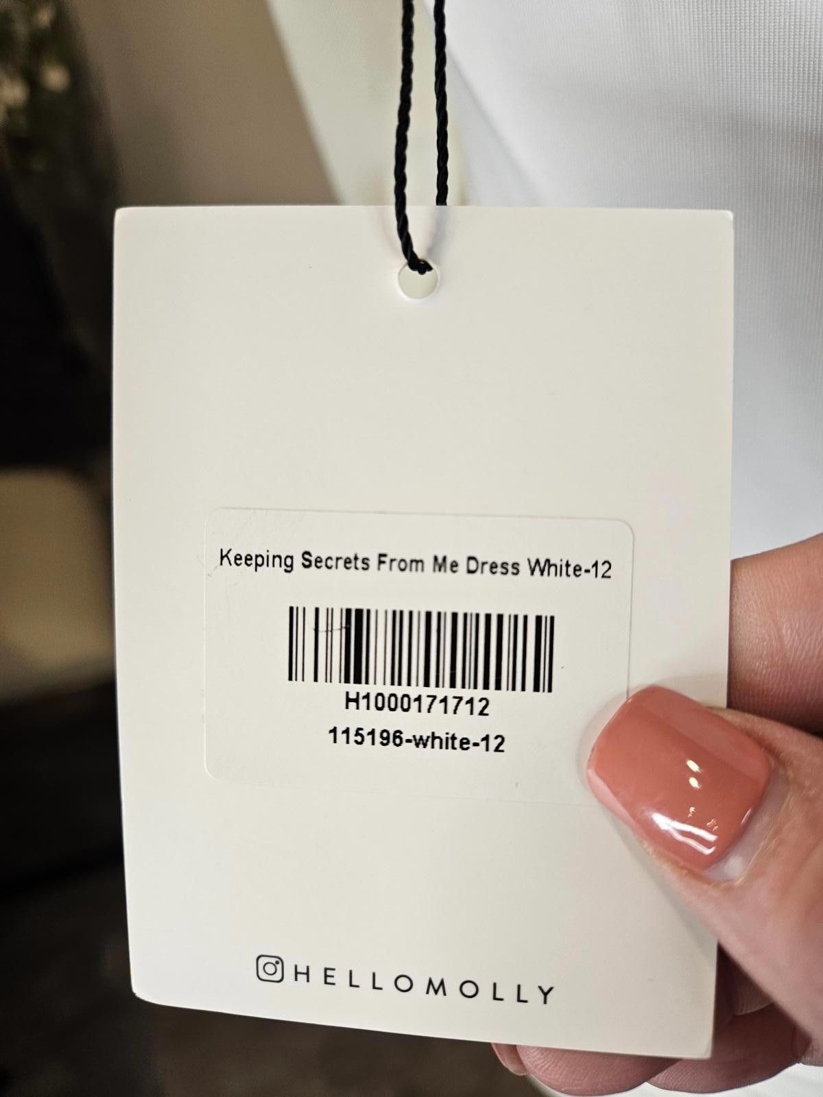 Designer Nwt Hello Molly Keeping Secrets From Me Dress in White H128 Size L / US 10 / IT 46 - 8 Thumbnail