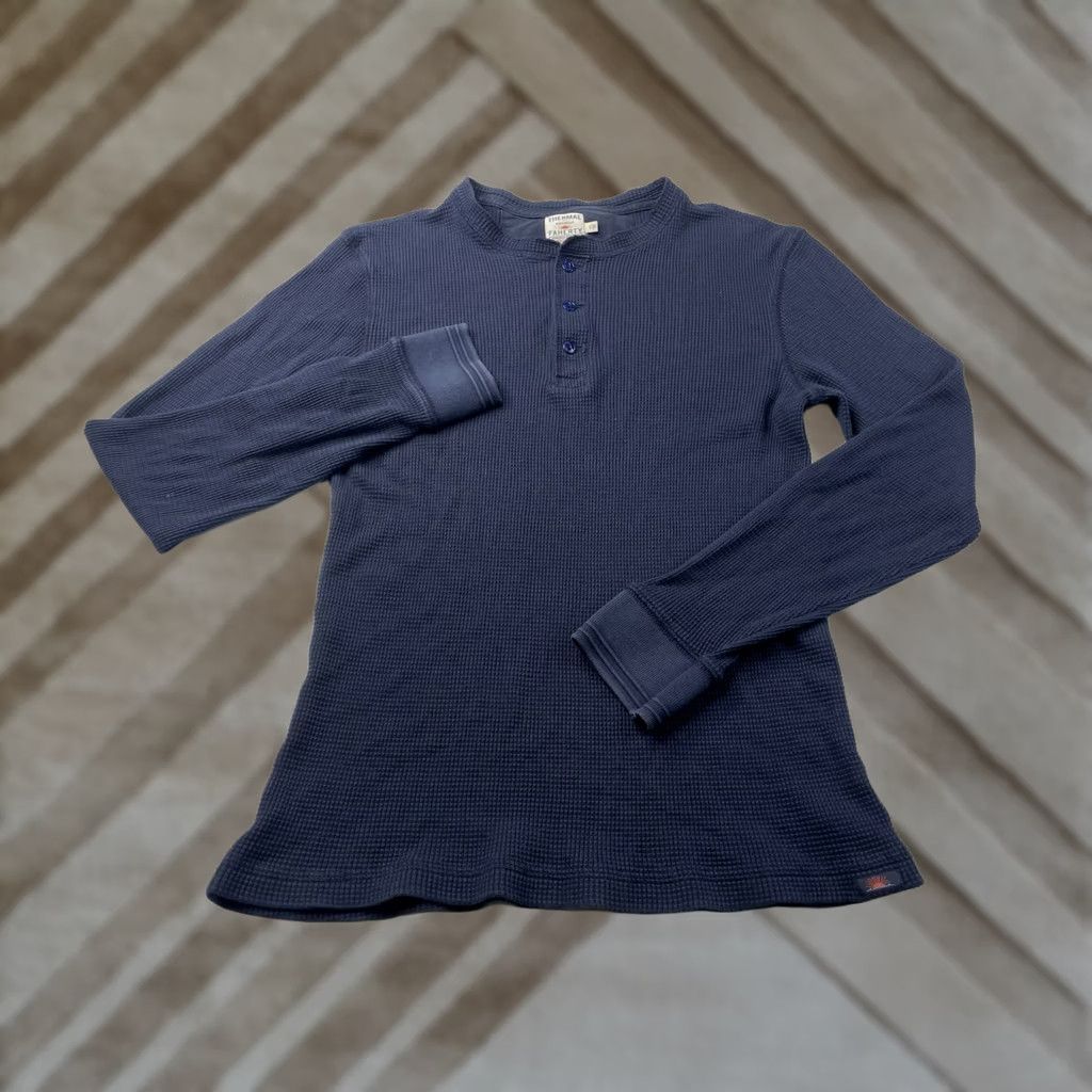 Faherty Faherty Thermal Shirt Mens Small Blue Knitwear Henley Long Sleeve Waffle Knit Size US S / EU 44-46 / 1 - 1 Thumbnail