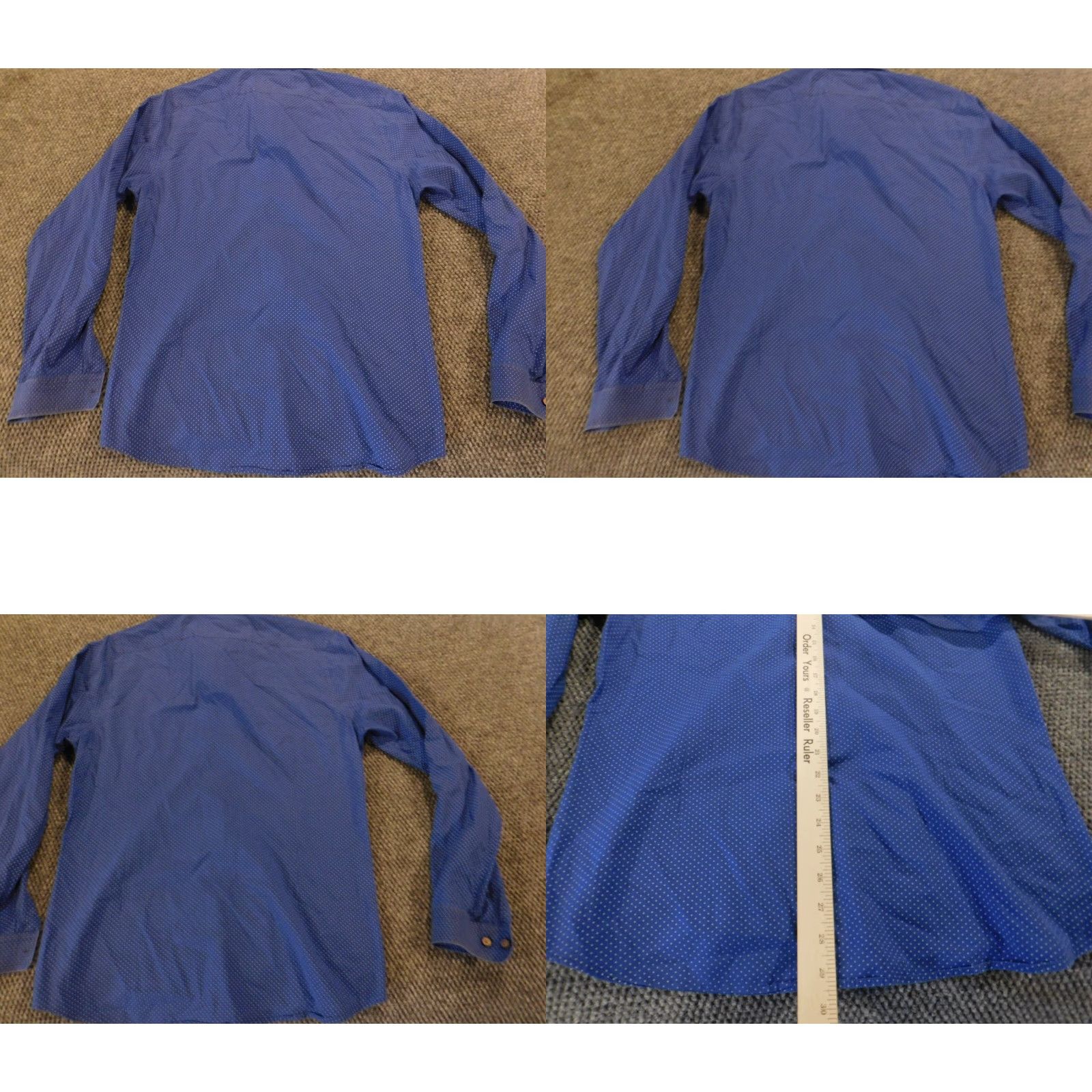 Express Express Mens Button-Down Shirt Medium Blue Dots Slim Fit Extra-Slim Cotton Knit Size US M / EU 48-50 / 2 - 8 Thumbnail