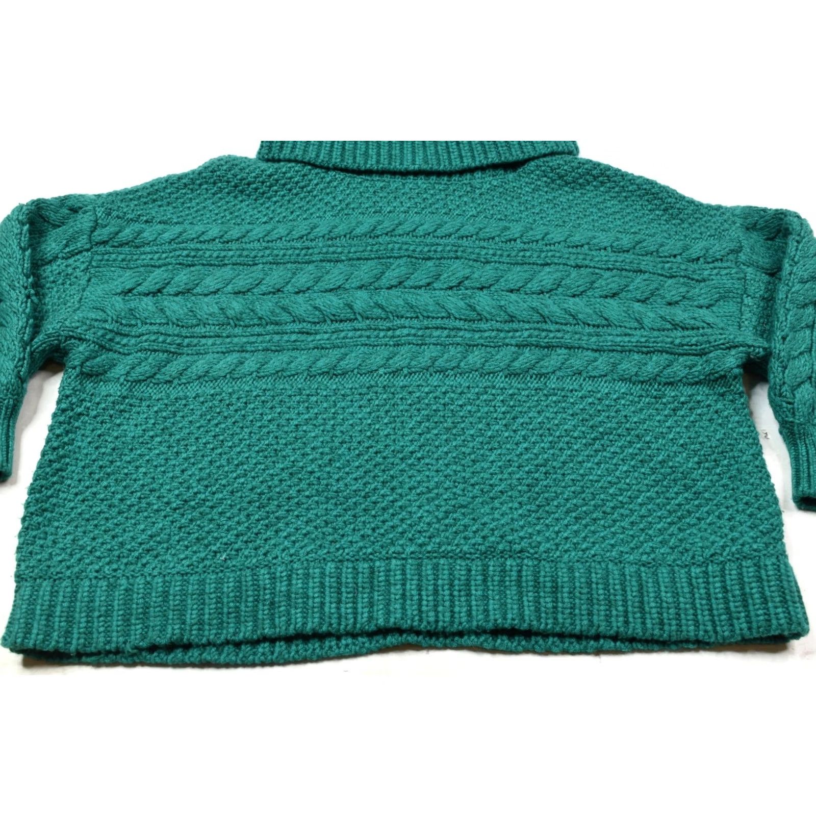 Alice + Olivia Alice + Olivia Francine Turtleneck Sweater Large Green Cableknit Cropped Womens Size L / US 10 / IT 46 - 4 Thumbnail