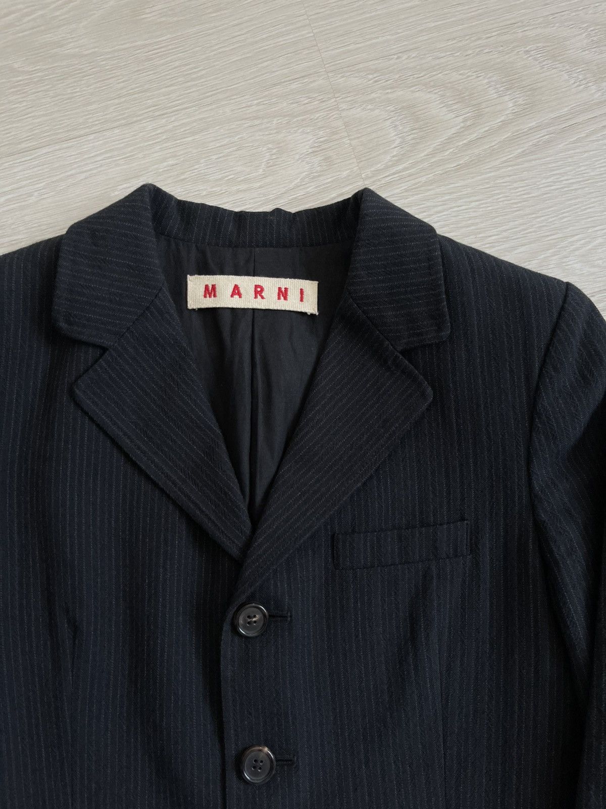 Marni Marni Black Wool Blend Women's Striped Blazer Jacket Archive Size M / US 6-8 / IT 42-44 - 2 Thumbnail