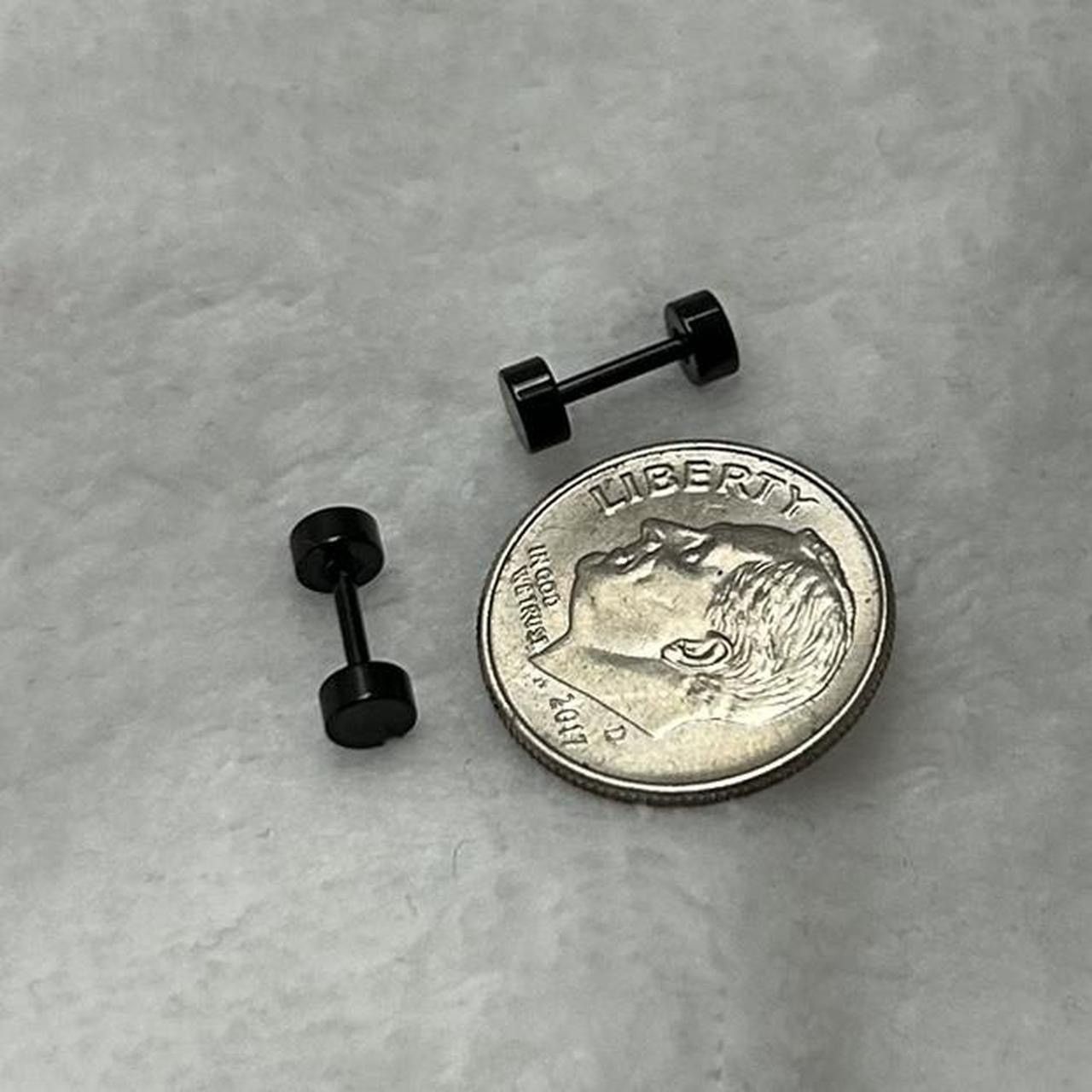 Jewelry Black Flat Round Plugs Stud Earrings - ERG Size ONE SIZE - 4 Thumbnail