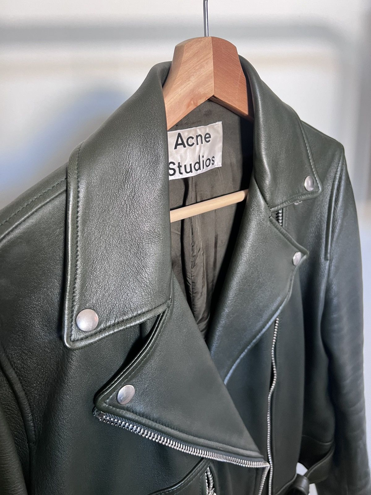 Acne Studios ACNE STUDIOS - Dark Green Moto Biker Jacket Size US S / EU 44-46 / 1 - 2 Thumbnail