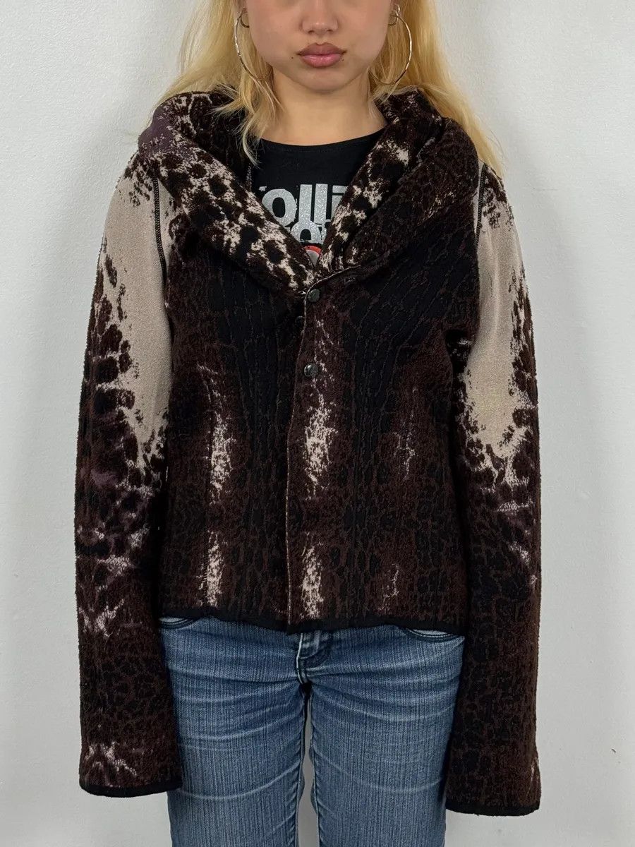 Roberto Cavalli 2000s Roberto Cavalli Brown Leopard Gradient Cardigan Size L / US 10 / IT 46 - 2 Thumbnail