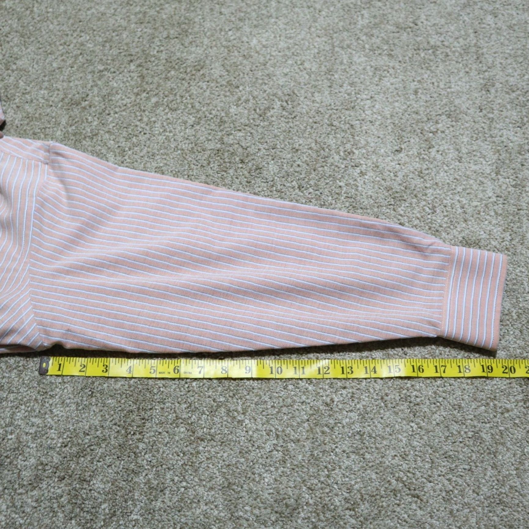 Stafford Stafford Shirt Button-Down Long Sleeve Mens Size 16.5 32/33 Orange White Striped Multicolor Size US L / EU 52-54 / 3 - 7 Thumbnail