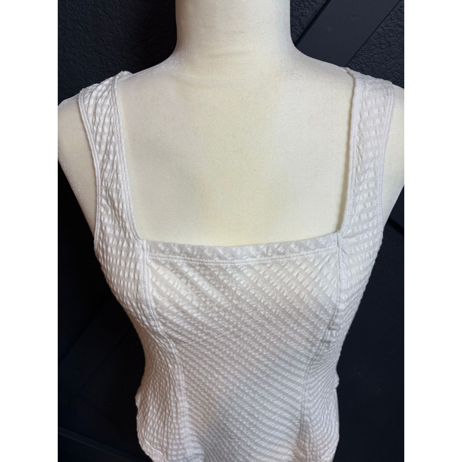 Other Maeve Anthropologie White Textured Tank Top Medium #0552 Size M / US 6-8 / IT 42-44 - 1 Thumbnail