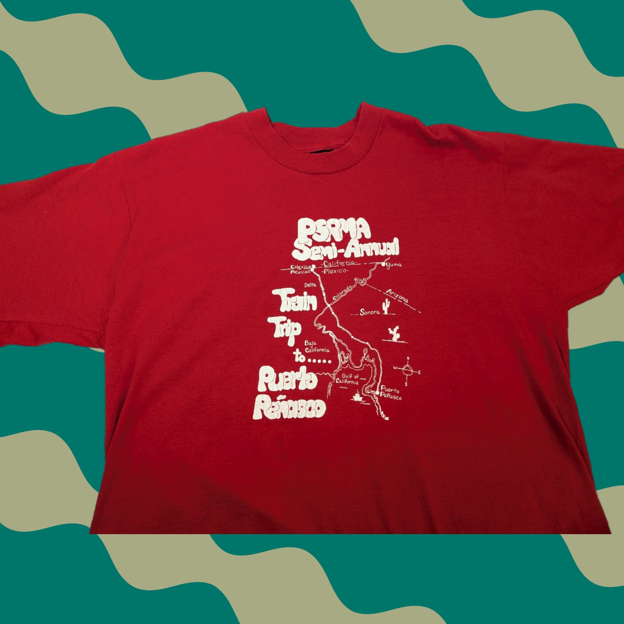Vintage VINTAGE 80s Train Trip To Puerto Penasco Red T-Shirt Screen Stars Best Size 2XL Size US XXL / EU 58 / 5 - 1 Thumbnail