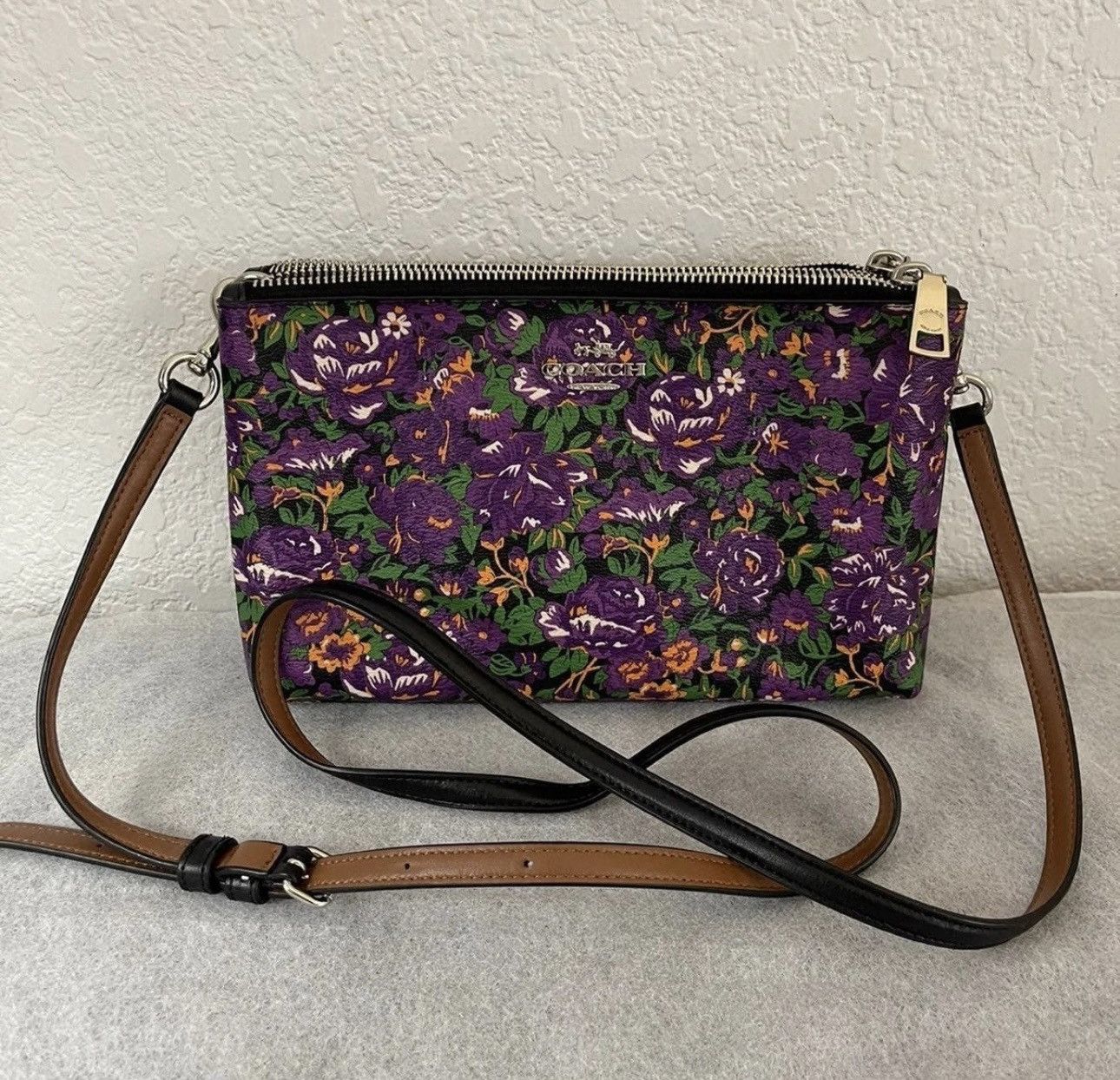 Coach Retail $350 COACH LYLA FLORAL PRINT IN PURPLE CROSSBODY BAG Size ONE SIZE - 2 Thumbnail