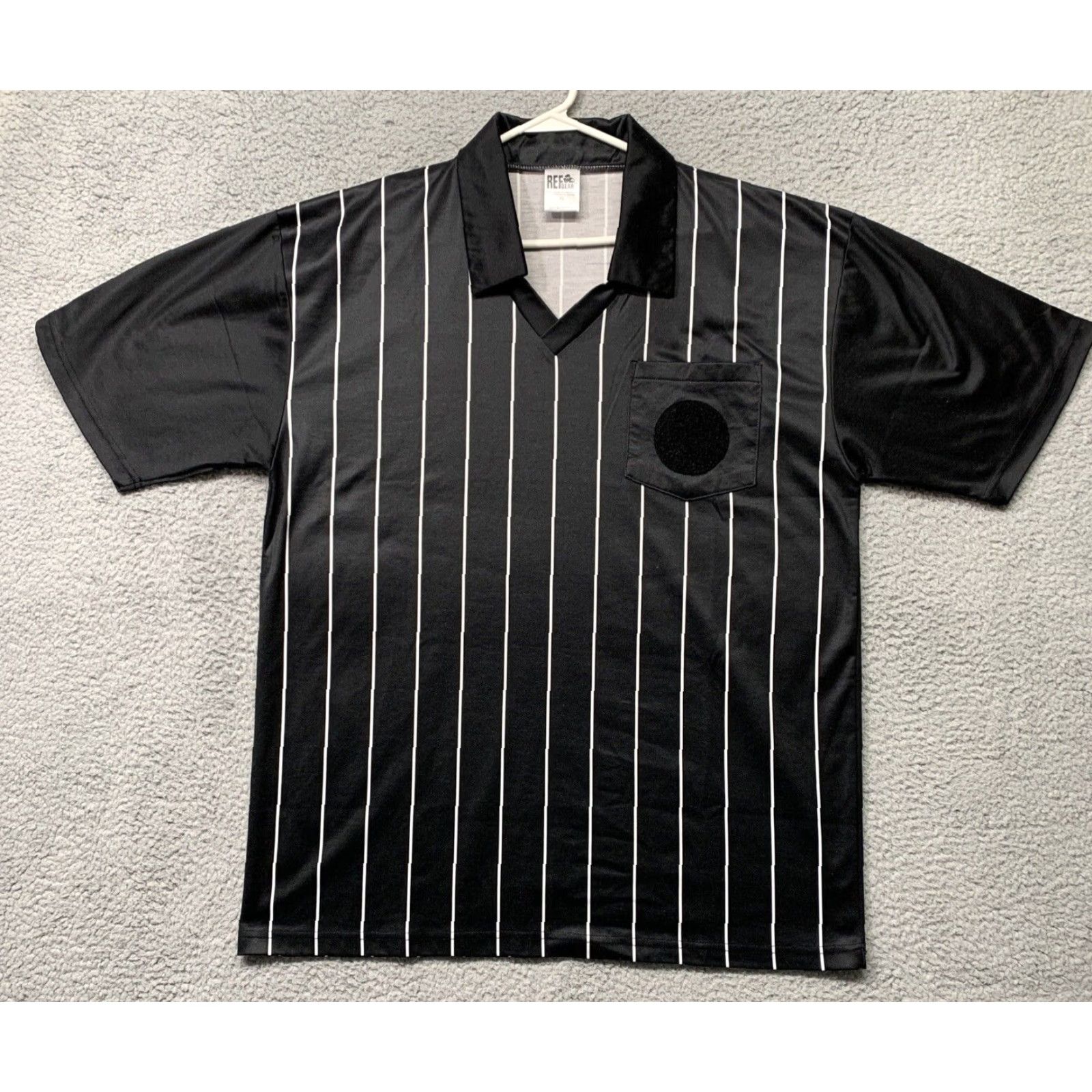 X-LARGE Ref Gear Men’s Uniform Shirt Black White Stripes Size XL 1 Pocket Collared Pullover Short Sleeve Size US XL / EU 56 / 4 - 2 Thumbnail