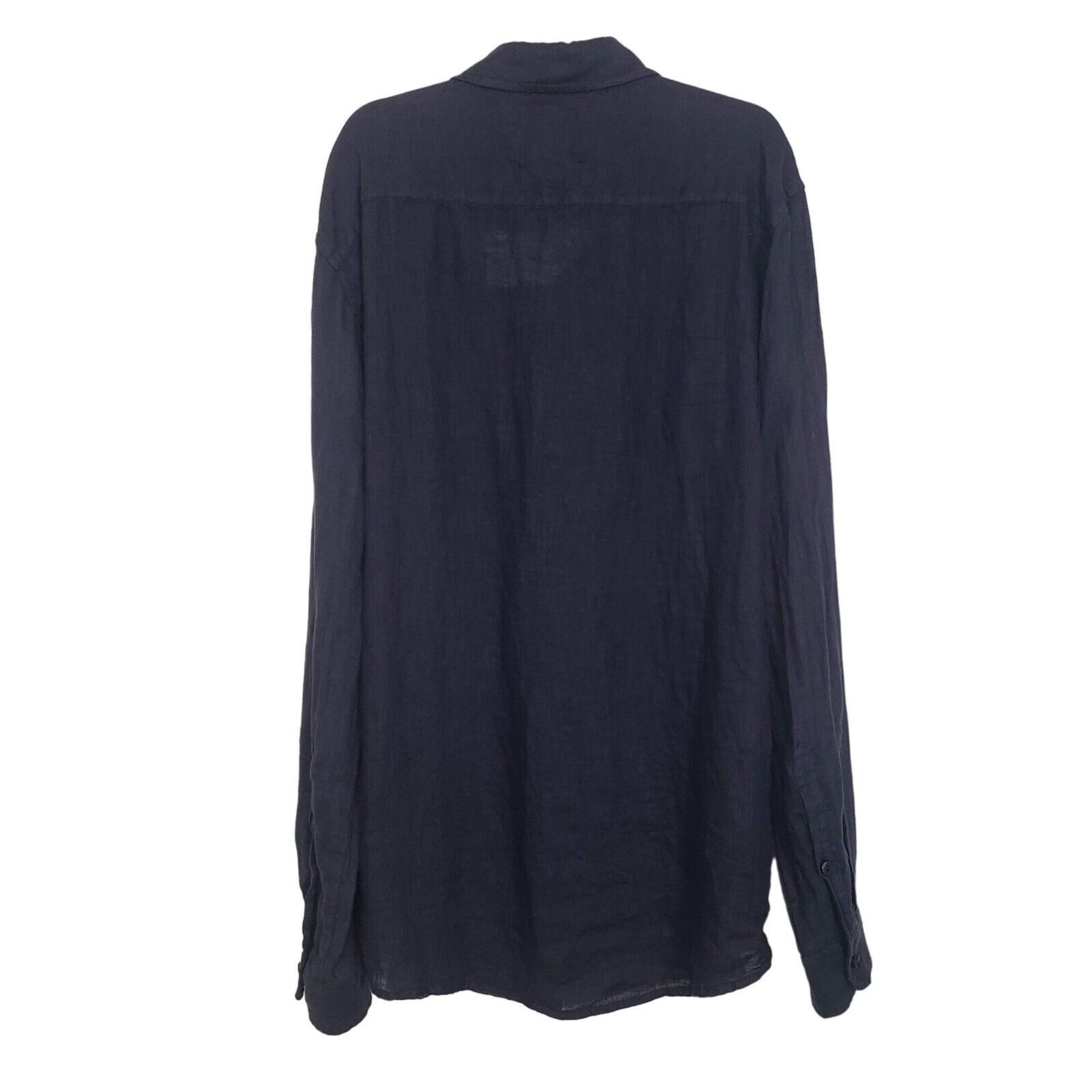 Designer NEW Athoa Athens Linen Shirt Mens Size Medium Night Blue Size M / US 6-8 / IT 42-44 - 9 Thumbnail