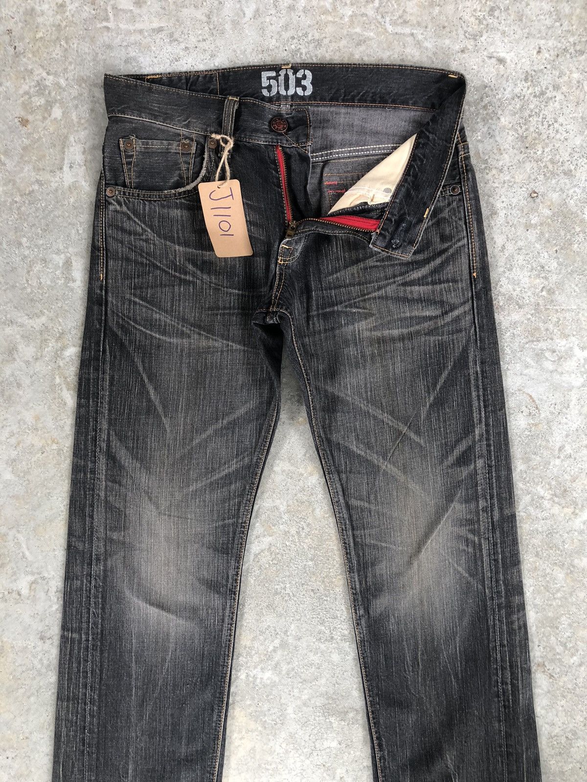 If Six Was Nine Edwin 503 Blue Trip Distressed Jeans Size US 32 / EU 48 - 3 Thumbnail