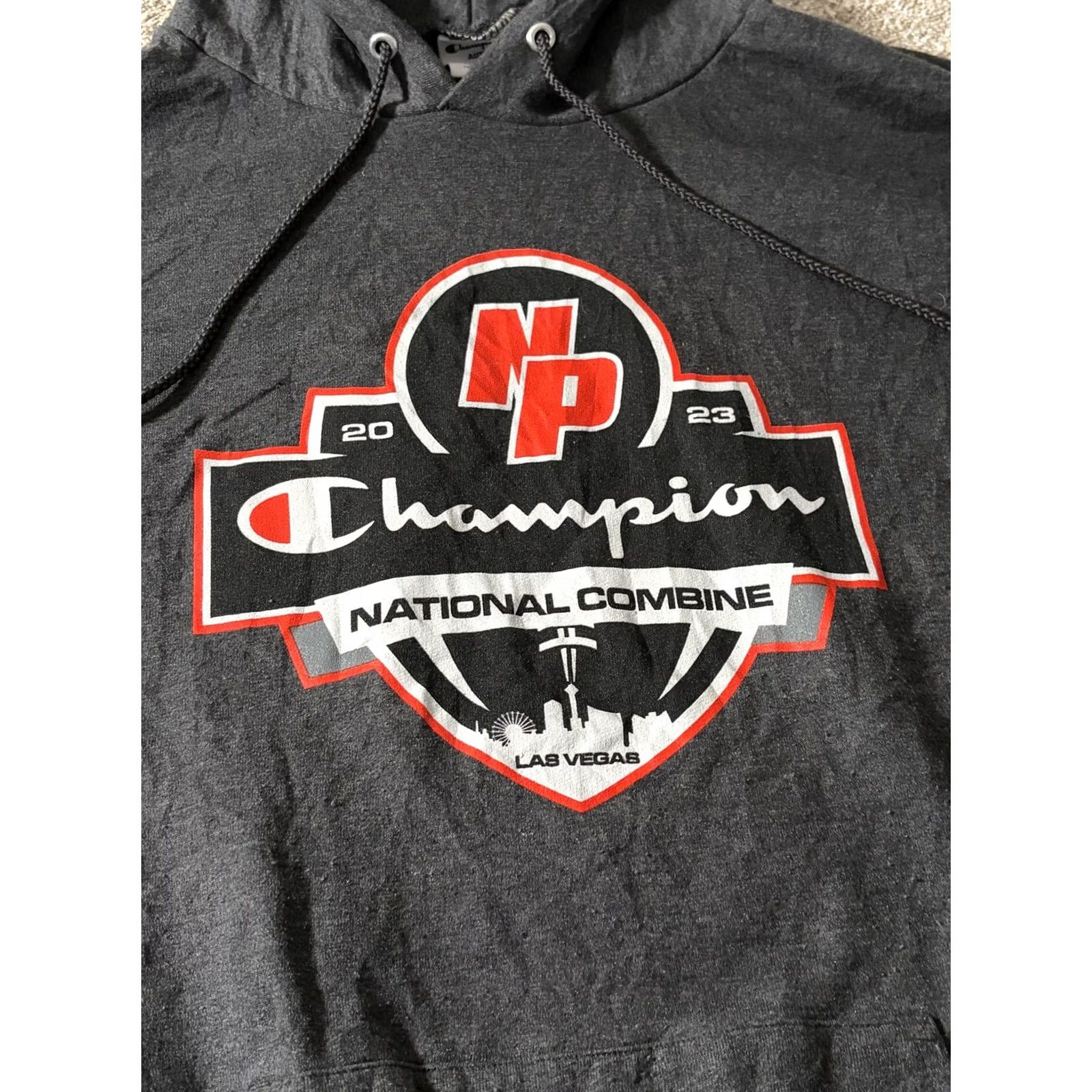 Champion Champion Hoodie Mens XL Gray Graphic Fleece NP National Combine Las Vegas Size US XL / EU 56 / 4 - 2 Thumbnail