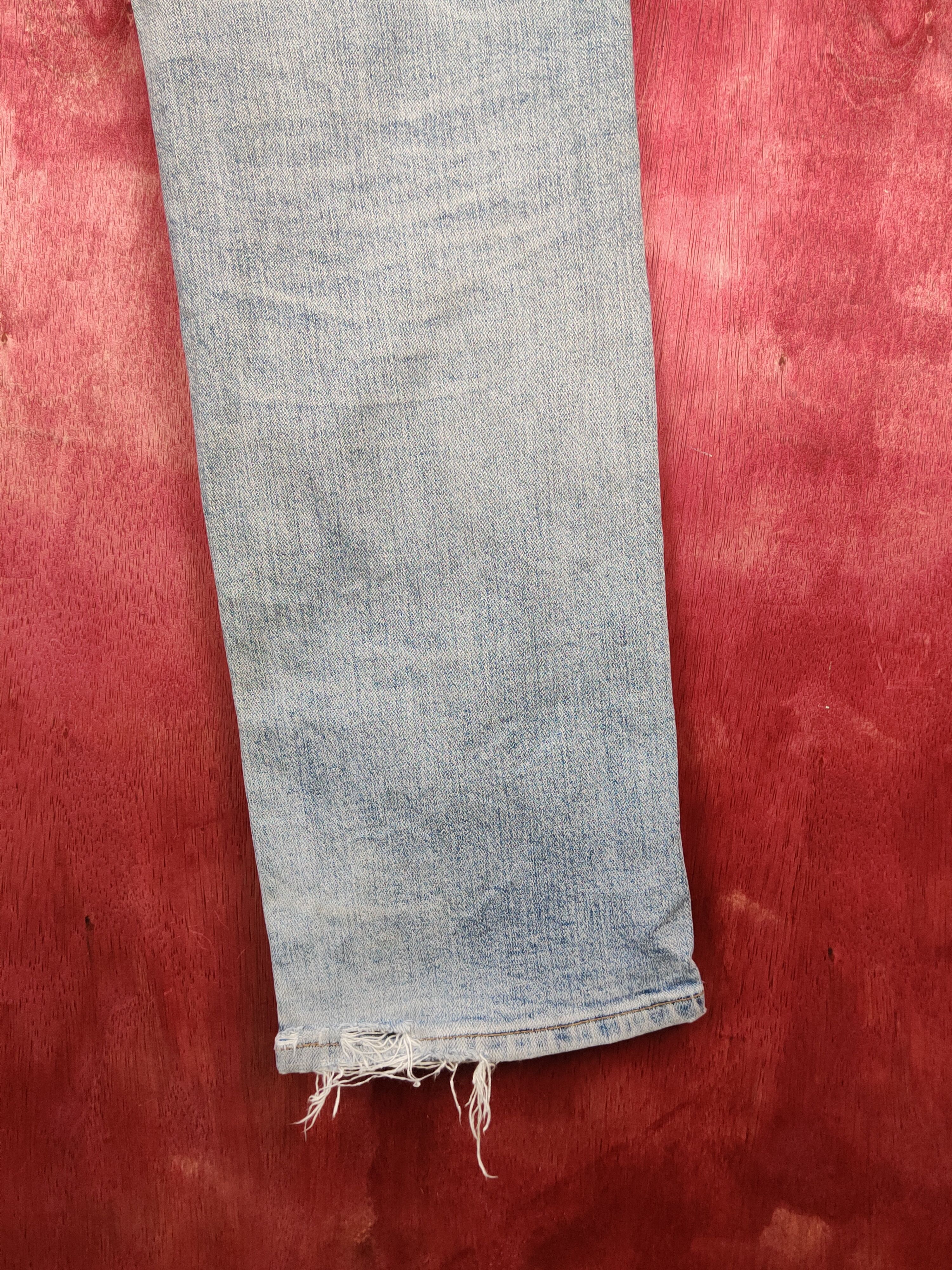 Japanese Brand Wrangler Blue Faded Distressed Ripped Jeans #S1703 Size US 31 - 12 Thumbnail
