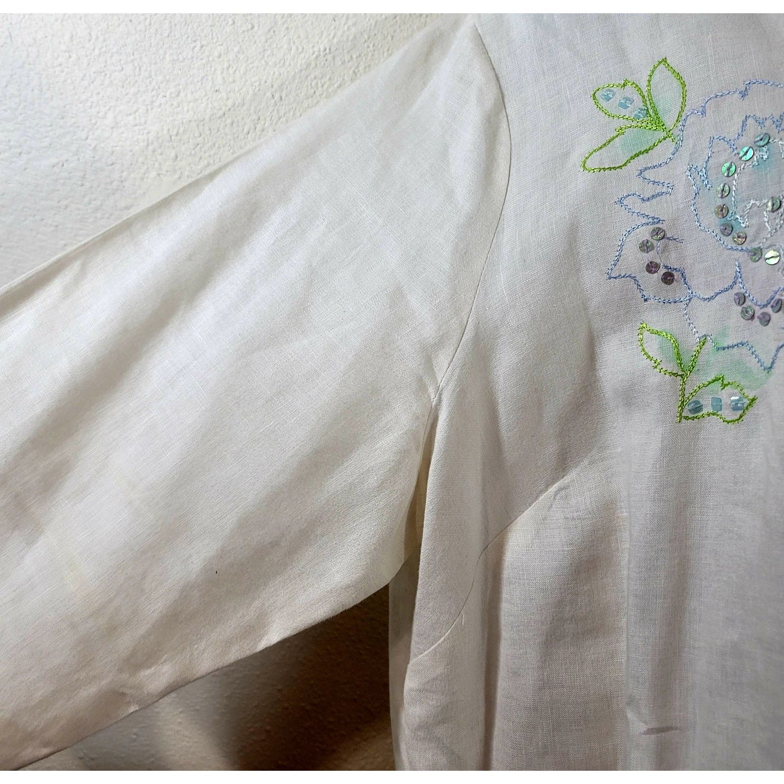 Other Sarah Spencer Woman Cream Floral Embroidered Sequin Top 22W Size 3XL / US 20-22 - 6 Thumbnail