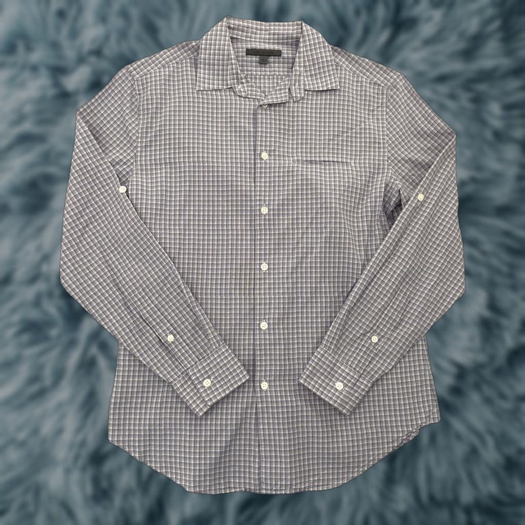 John Varvatos Vintage John Varvatos Men’s S Check Button-Up Long Sleeve Cotton Shirt Purple Gray Size US S / EU 44-46 / 1 - 1 Thumbnail