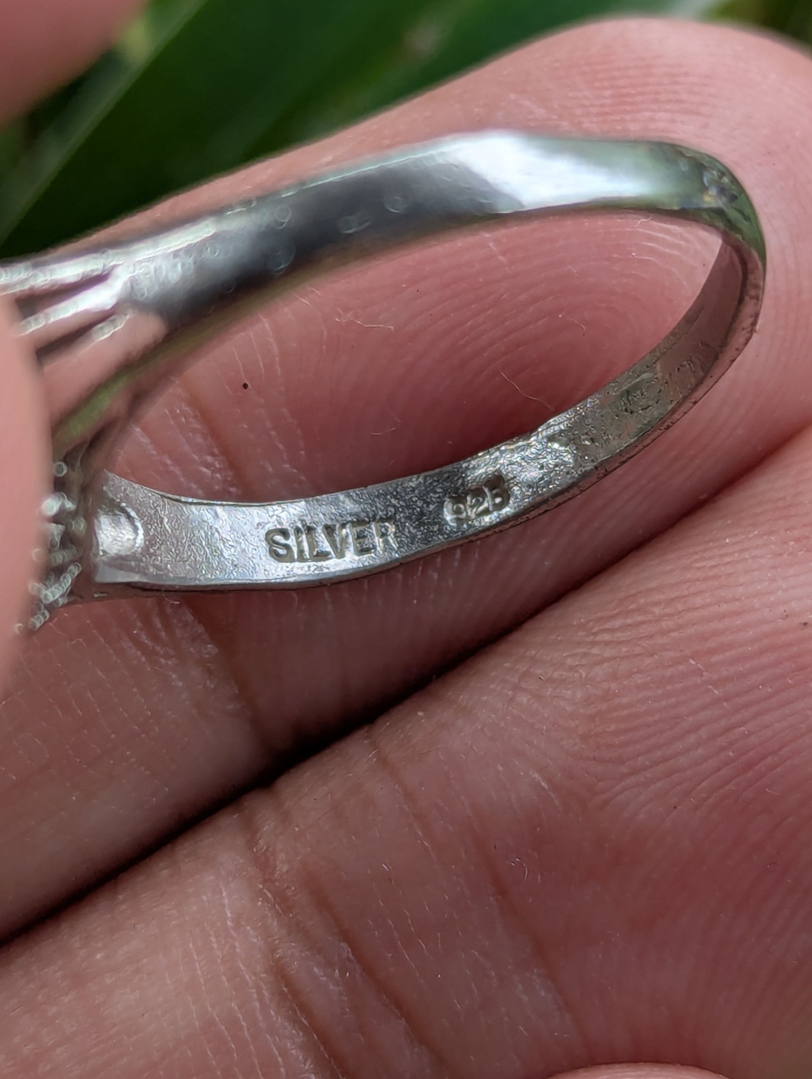 Sterling Silver 925 Sterling Silver Ring with Black/Silver Diamond Size ONE SIZE - 5 Thumbnail